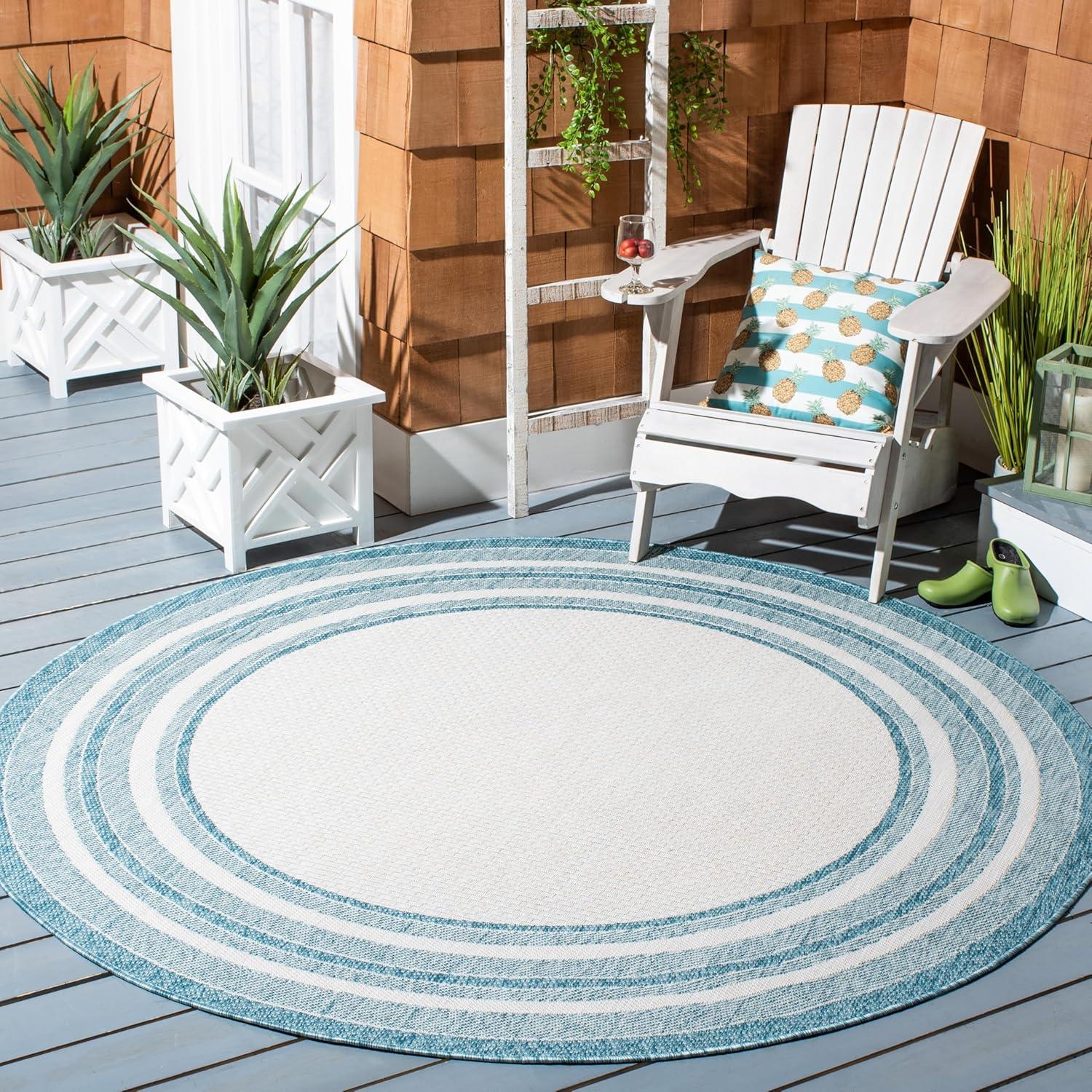 image:imageSAFAVIEH Courtyard Collection 8 x 10 Natural Black CY8475 Indoor Outdoor Patio Backyard Mudroom Area RugIvoryAqua