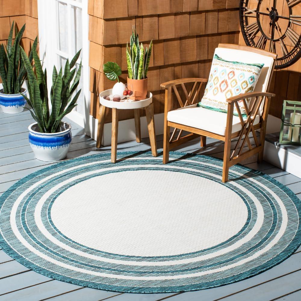 image:imageSAFAVIEH Courtyard Collection 8 x 10 Natural Black CY8475 Indoor Outdoor Patio Backyard Mudroom Area RugIvoryTeal