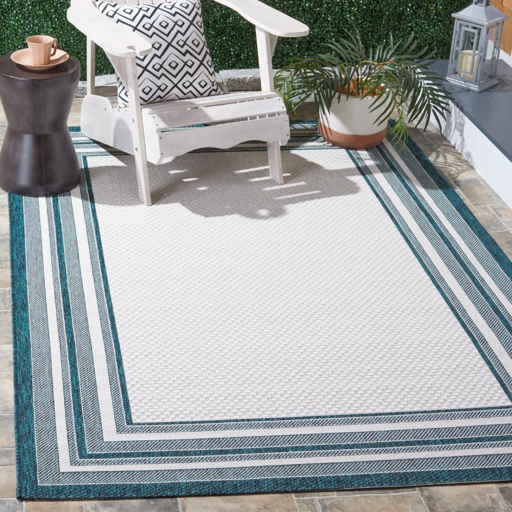 image:imageSAFAVIEH Courtyard Collection 8 x 10 Natural Black CY8475 Indoor Outdoor Patio Backyard Mudroom Area RugIvoryTeal