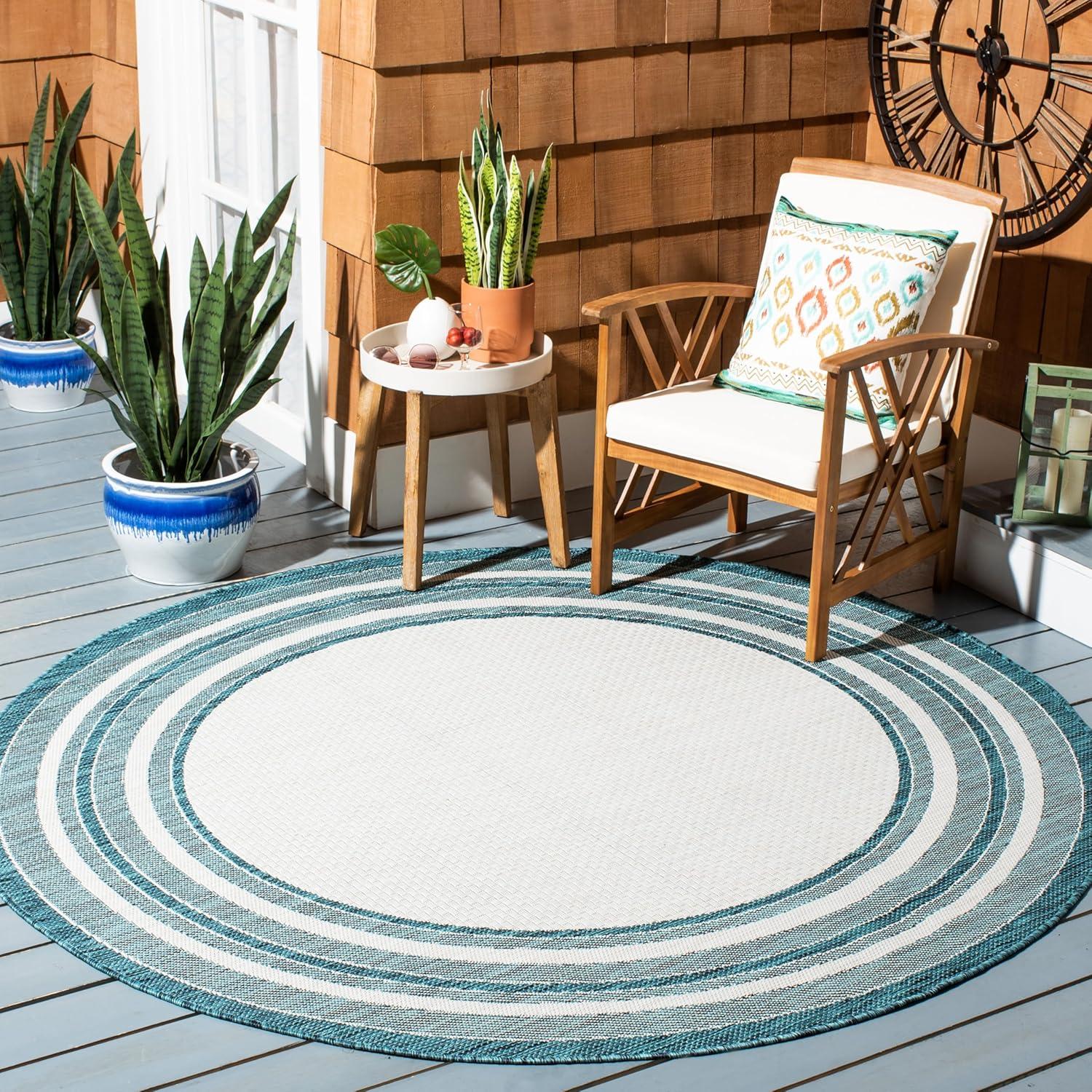 image:imageSAFAVIEH Courtyard Collection 8 x 10 Natural Black CY8475 Indoor Outdoor Patio Backyard Mudroom Area RugIvoryTeal