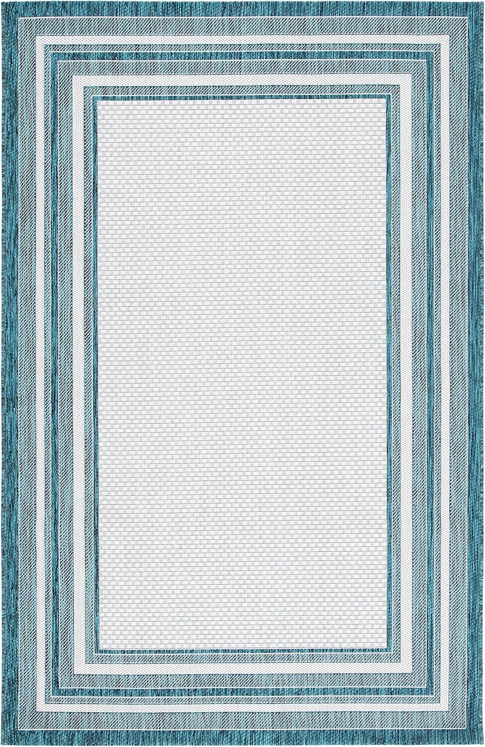 image:imageSAFAVIEH Courtyard Collection 8 x 10 Natural Black CY8475 Indoor Outdoor Patio Backyard Mudroom Area RugIvoryTeal
