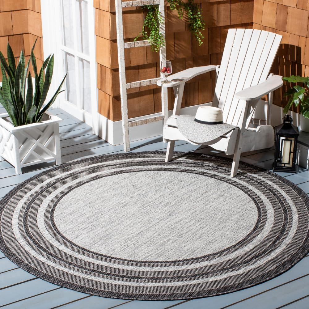 image:imageSAFAVIEH Courtyard Collection 8 x 10 Natural Black CY8475 Indoor Outdoor Patio Backyard Mudroom Area RugLight GreyBlack