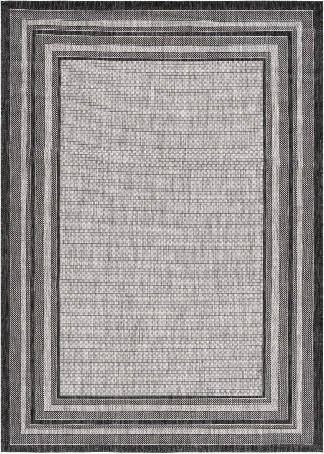 image:imageSAFAVIEH Courtyard Collection 8 x 10 Natural Black CY8475 Indoor Outdoor Patio Backyard Mudroom Area RugLight GreyBlack