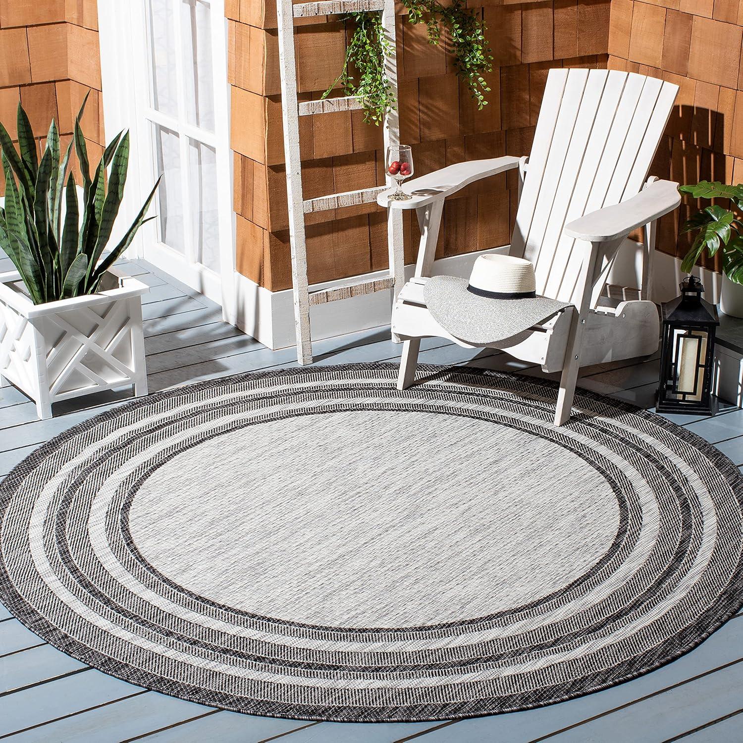 image:imageSAFAVIEH Courtyard Collection 8 x 10 Natural Black CY8475 Indoor Outdoor Patio Backyard Mudroom Area RugLight GreyBlack