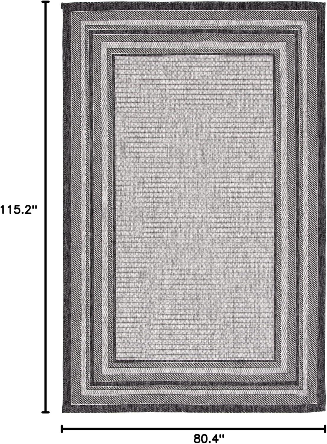 image:imageSAFAVIEH Courtyard Collection 8 x 10 Natural Black CY8475 Indoor Outdoor Patio Backyard Mudroom Area RugLight GreyBlack