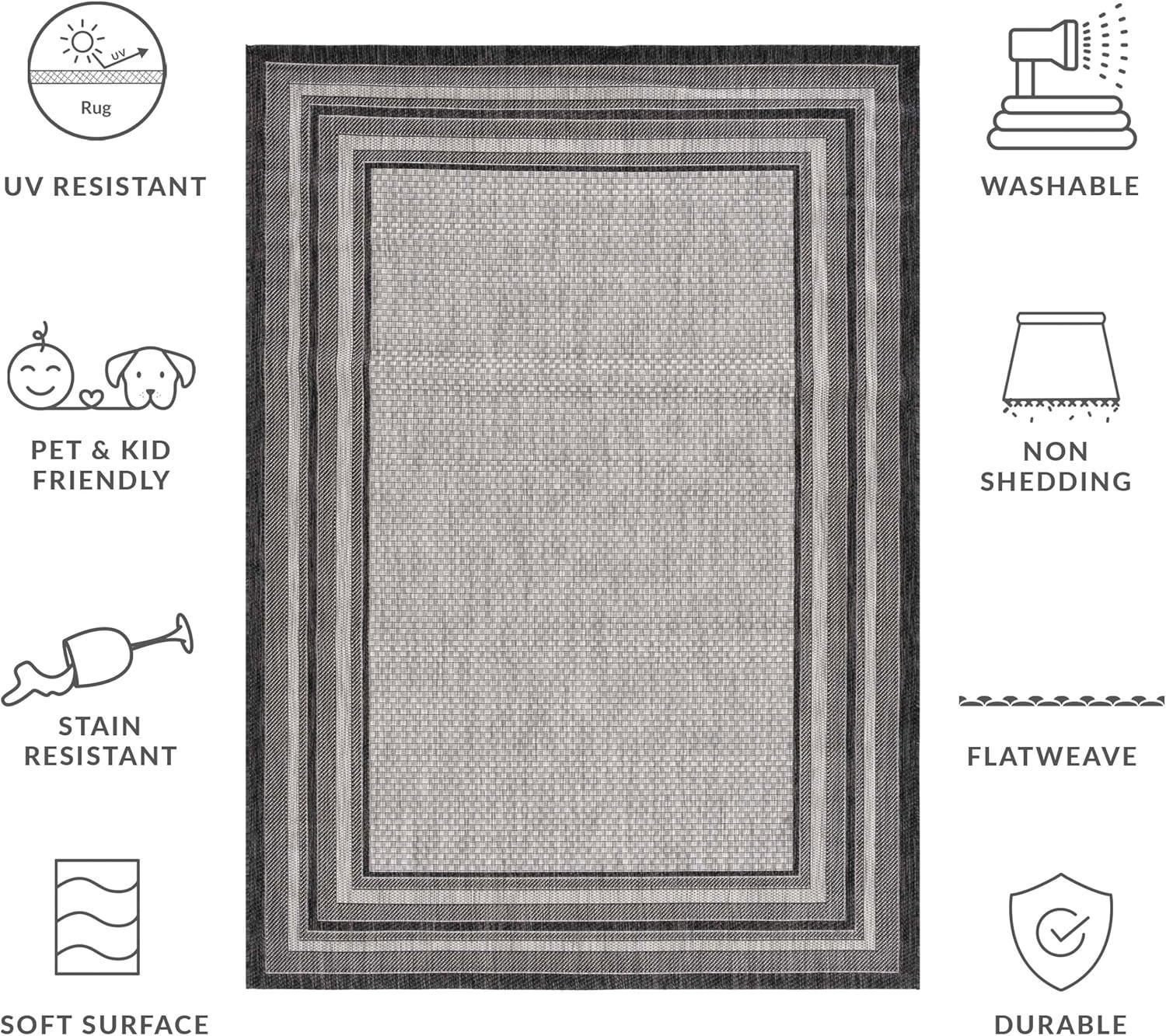 image:imageSAFAVIEH Courtyard Collection 8 x 10 Natural Black CY8475 Indoor Outdoor Patio Backyard Mudroom Area RugLight GreyBlack