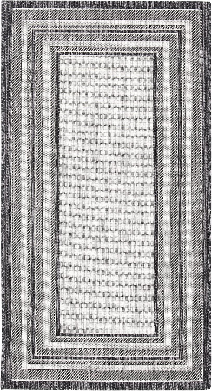 image:imageSAFAVIEH Courtyard Collection 8 x 10 Natural Black CY8475 Indoor Outdoor Patio Backyard Mudroom Area RugLight GreyBlack