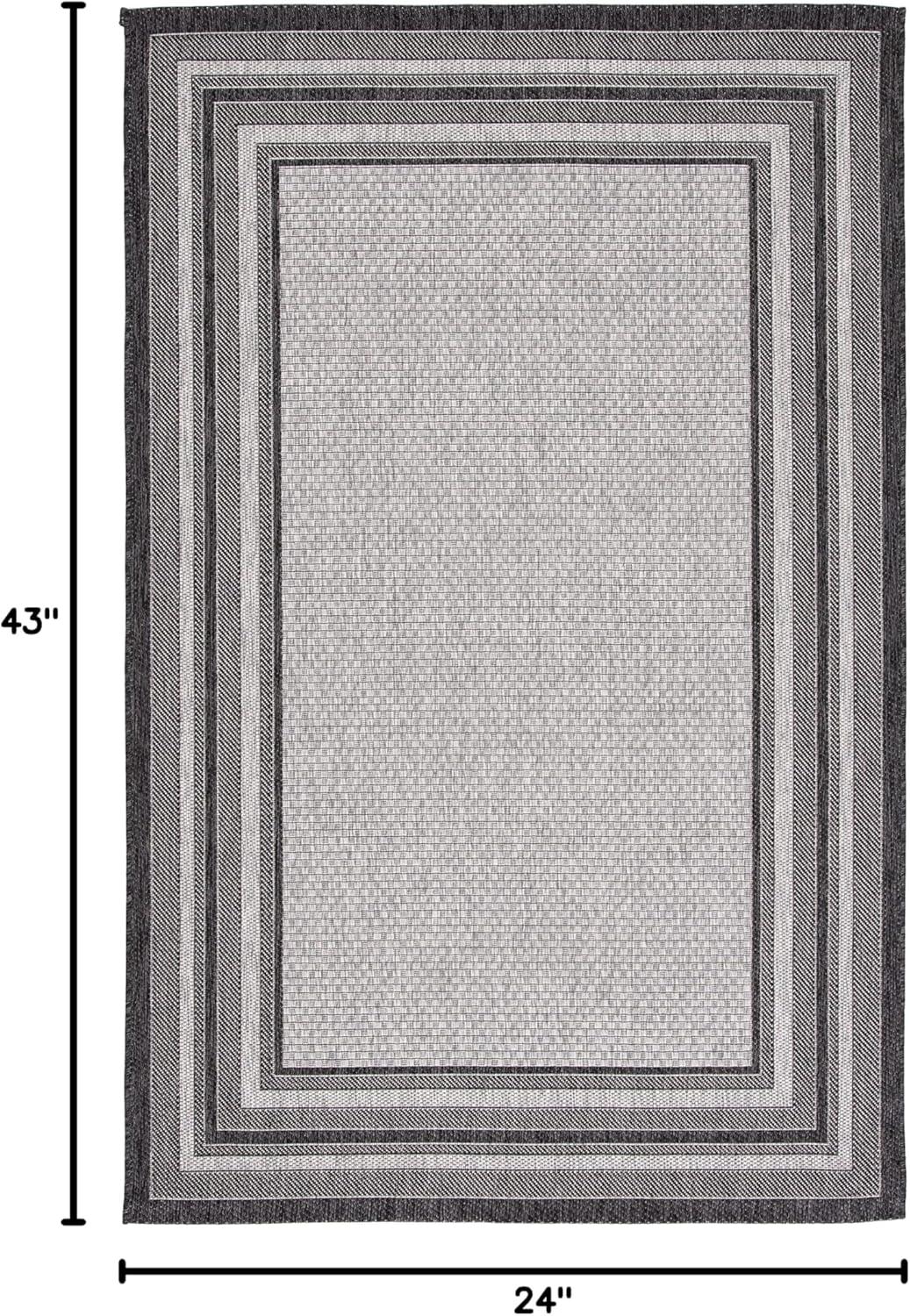 image:imageSAFAVIEH Courtyard Collection 8 x 10 Natural Black CY8475 Indoor Outdoor Patio Backyard Mudroom Area RugLight GreyBlack