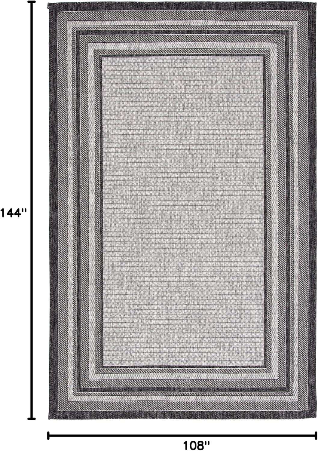 image:imageSAFAVIEH Courtyard Collection 8 x 10 Natural Black CY8475 Indoor Outdoor Patio Backyard Mudroom Area RugLight GreyBlack