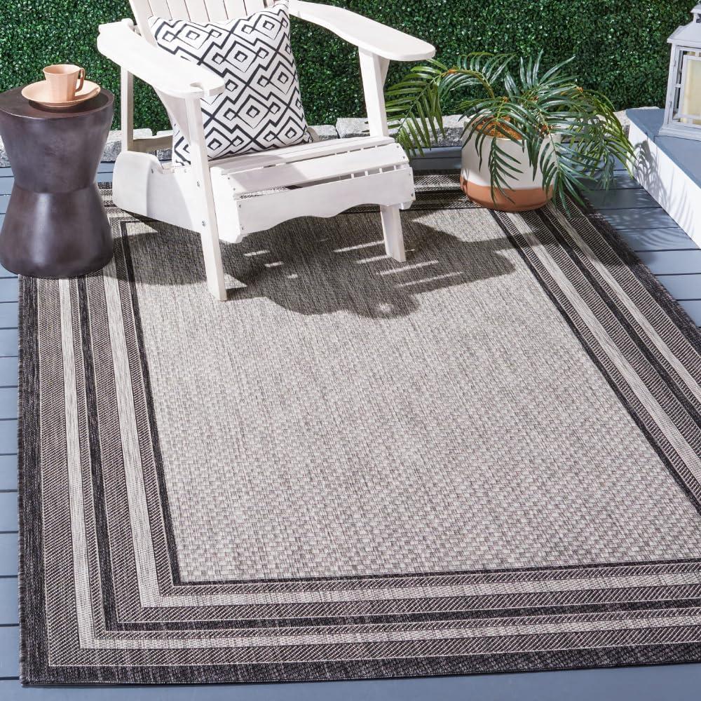 image:imageSAFAVIEH Courtyard Collection 8 x 10 Natural Black CY8475 Indoor Outdoor Patio Backyard Mudroom Area RugLight GreyBlack