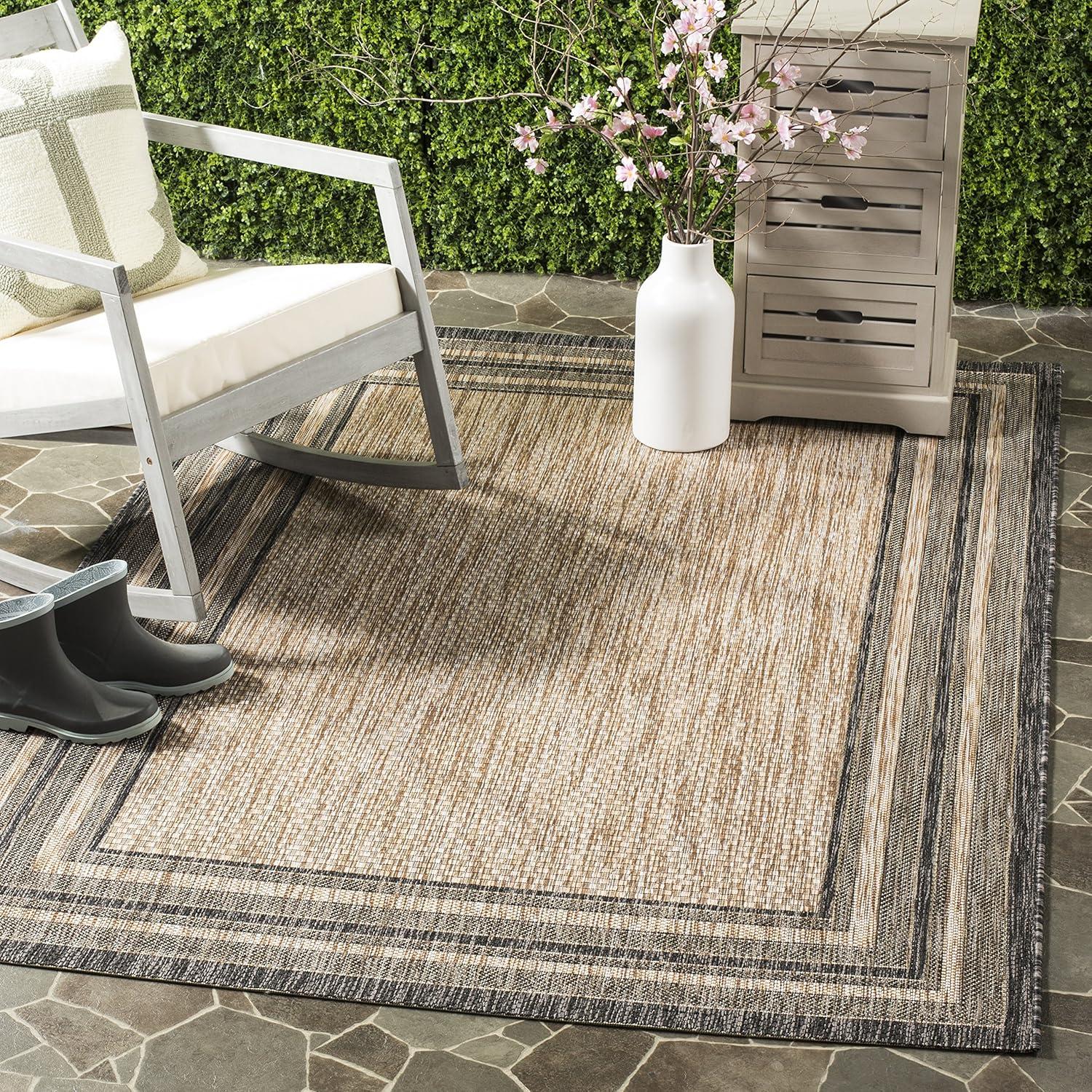 image:imageSAFAVIEH Courtyard Collection 8 x 10 Natural Black CY8475 Indoor Outdoor Patio Backyard Mudroom Area RugNaturalBlack