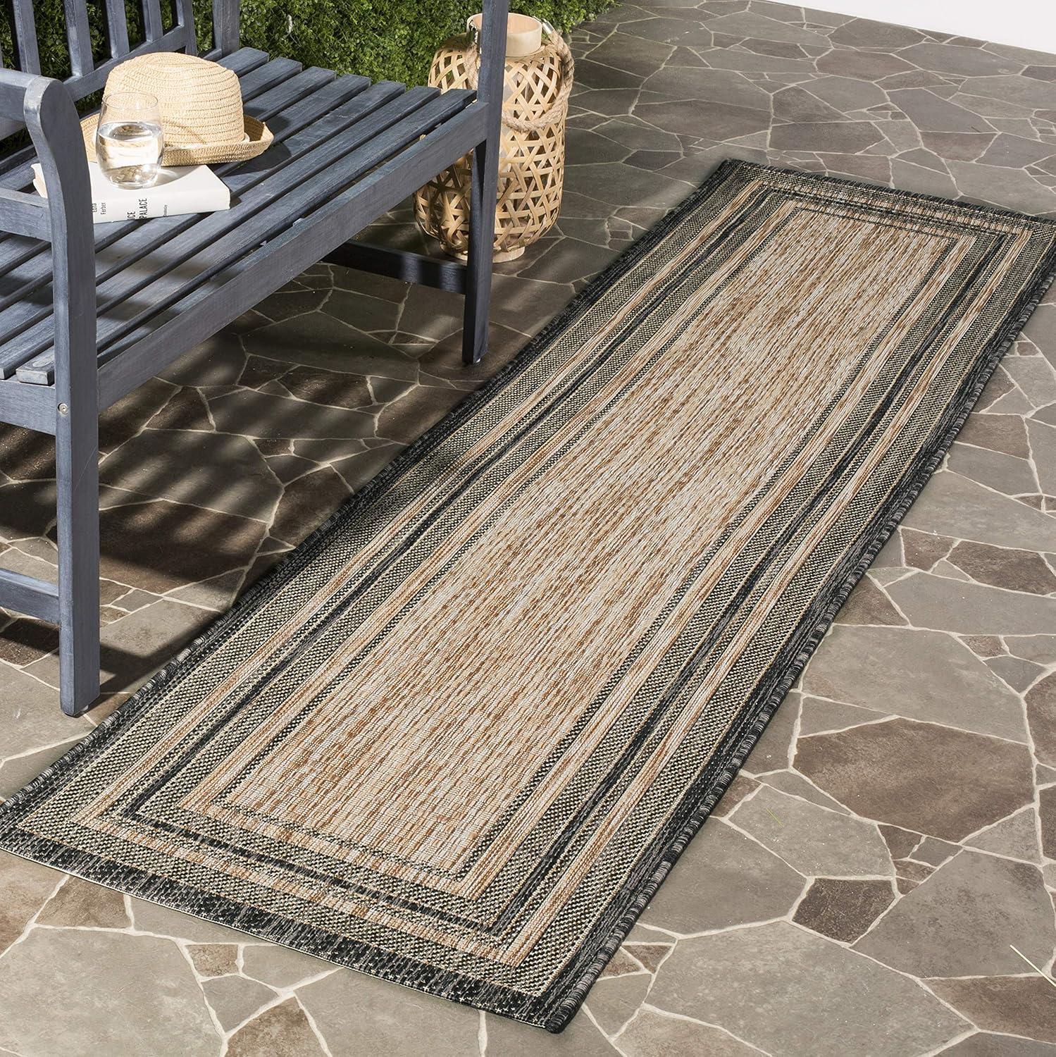 image:imageSAFAVIEH Courtyard Collection 8 x 10 Natural Black CY8475 Indoor Outdoor Patio Backyard Mudroom Area RugNaturalBlack