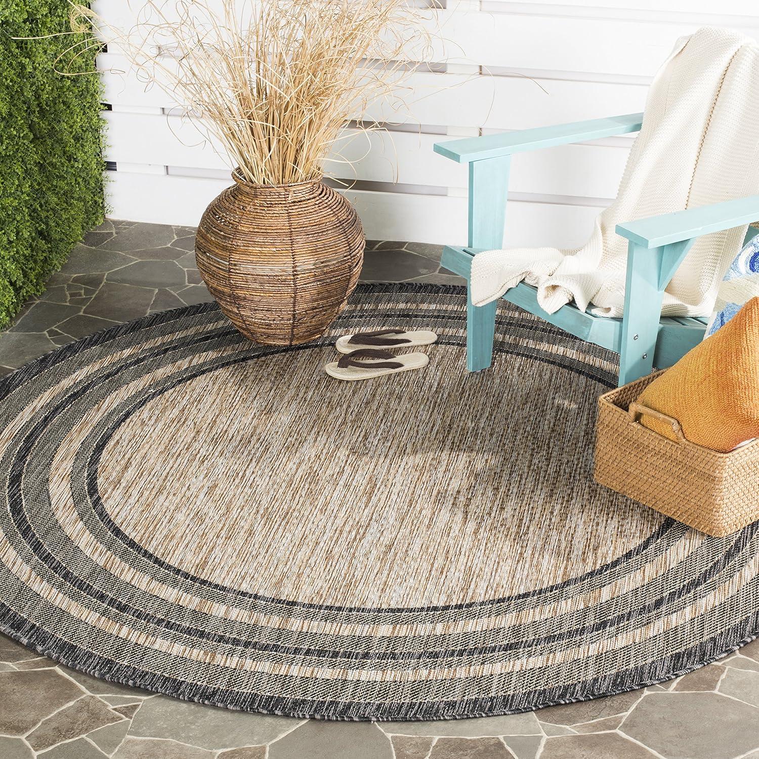 image:imageSAFAVIEH Courtyard Collection 8 x 10 Natural Black CY8475 Indoor Outdoor Patio Backyard Mudroom Area RugNaturalBlack