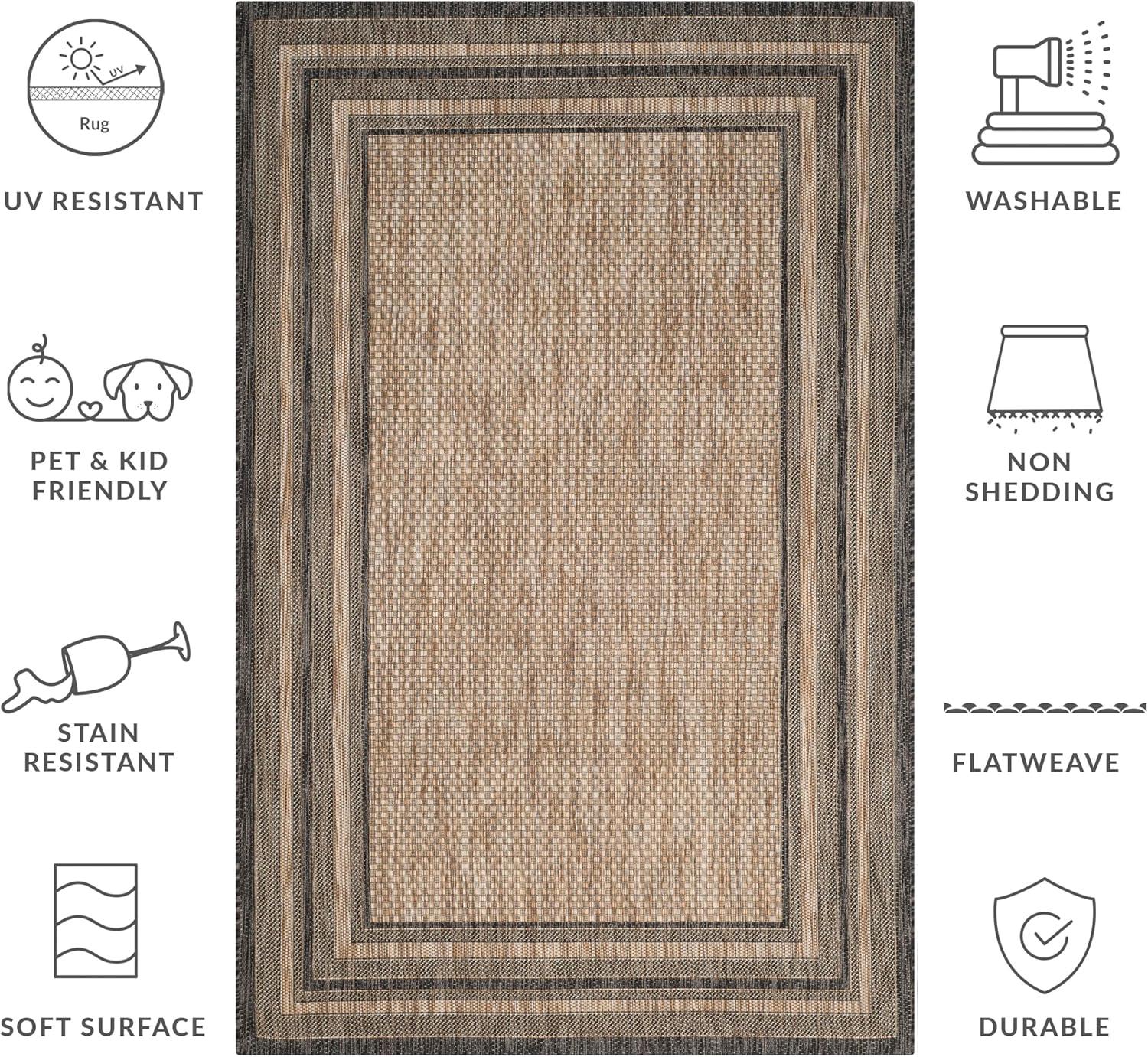 image:imageSAFAVIEH Courtyard Collection 8 x 10 Natural Black CY8475 Indoor Outdoor Patio Backyard Mudroom Area RugNaturalBlack