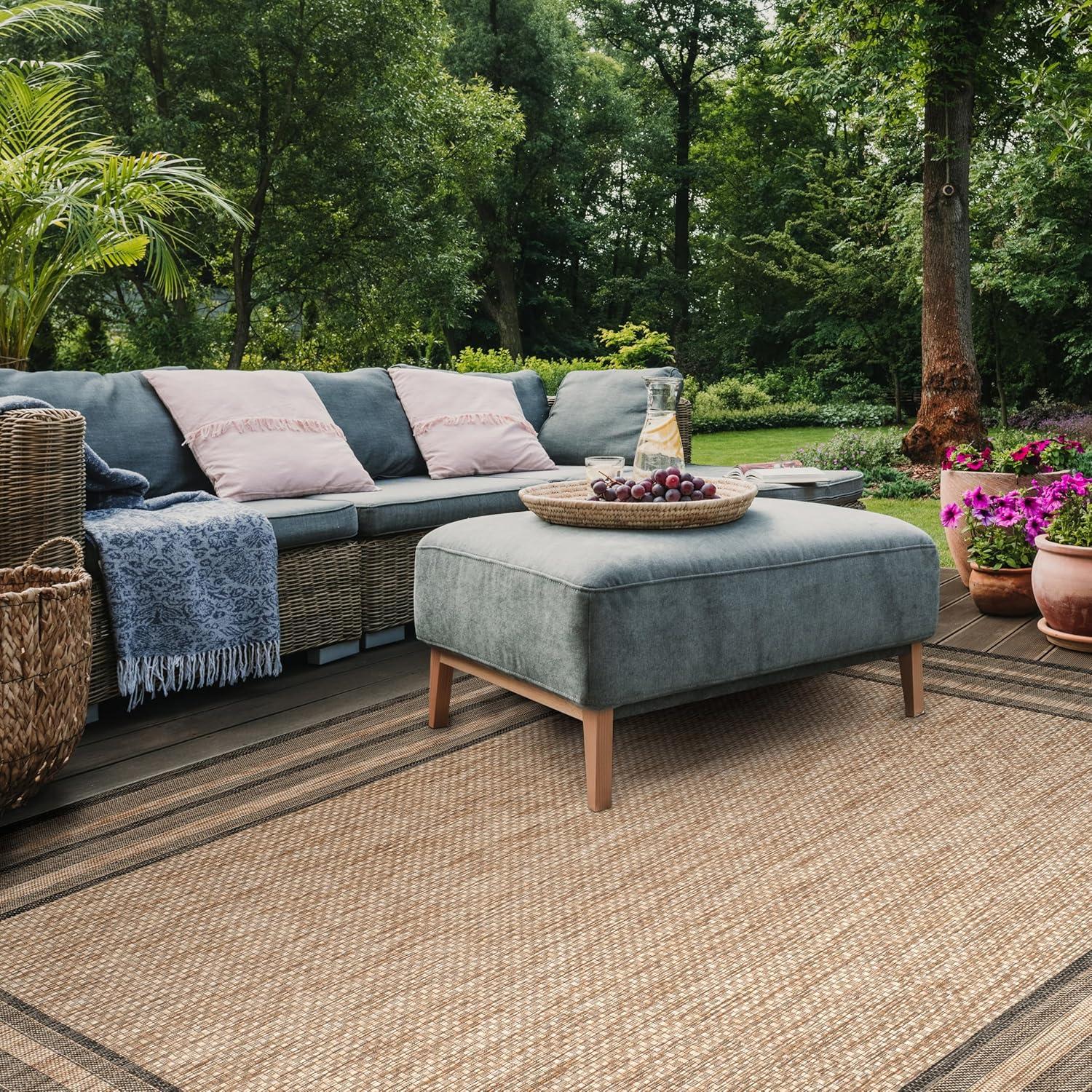 image:imageSAFAVIEH Courtyard Collection 8 x 10 Natural Black CY8475 Indoor Outdoor Patio Backyard Mudroom Area RugNaturalBlack
