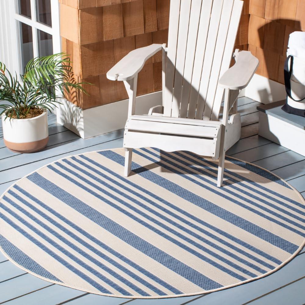 image:imageSAFAVIEH Courtyard Collection 8 x 11 BeigeSweet Pea CY6062 Stripe Indoor Outdoor Waterproof EasyCleaning Patio Backyard Mudroom AreaRugBeigeBlue