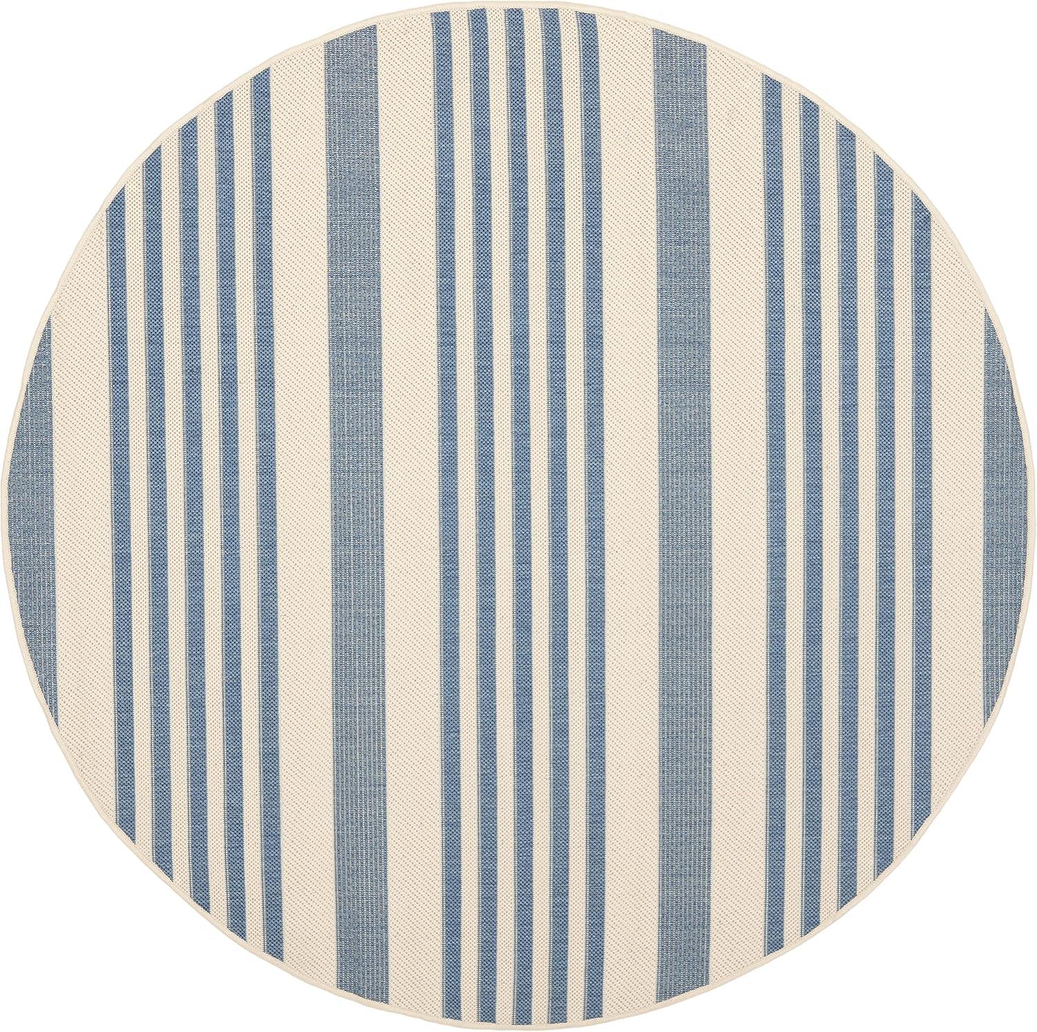 image:imageSAFAVIEH Courtyard Collection 8 x 11 BeigeSweet Pea CY6062 Stripe Indoor Outdoor Waterproof EasyCleaning Patio Backyard Mudroom AreaRugBeigeBlue