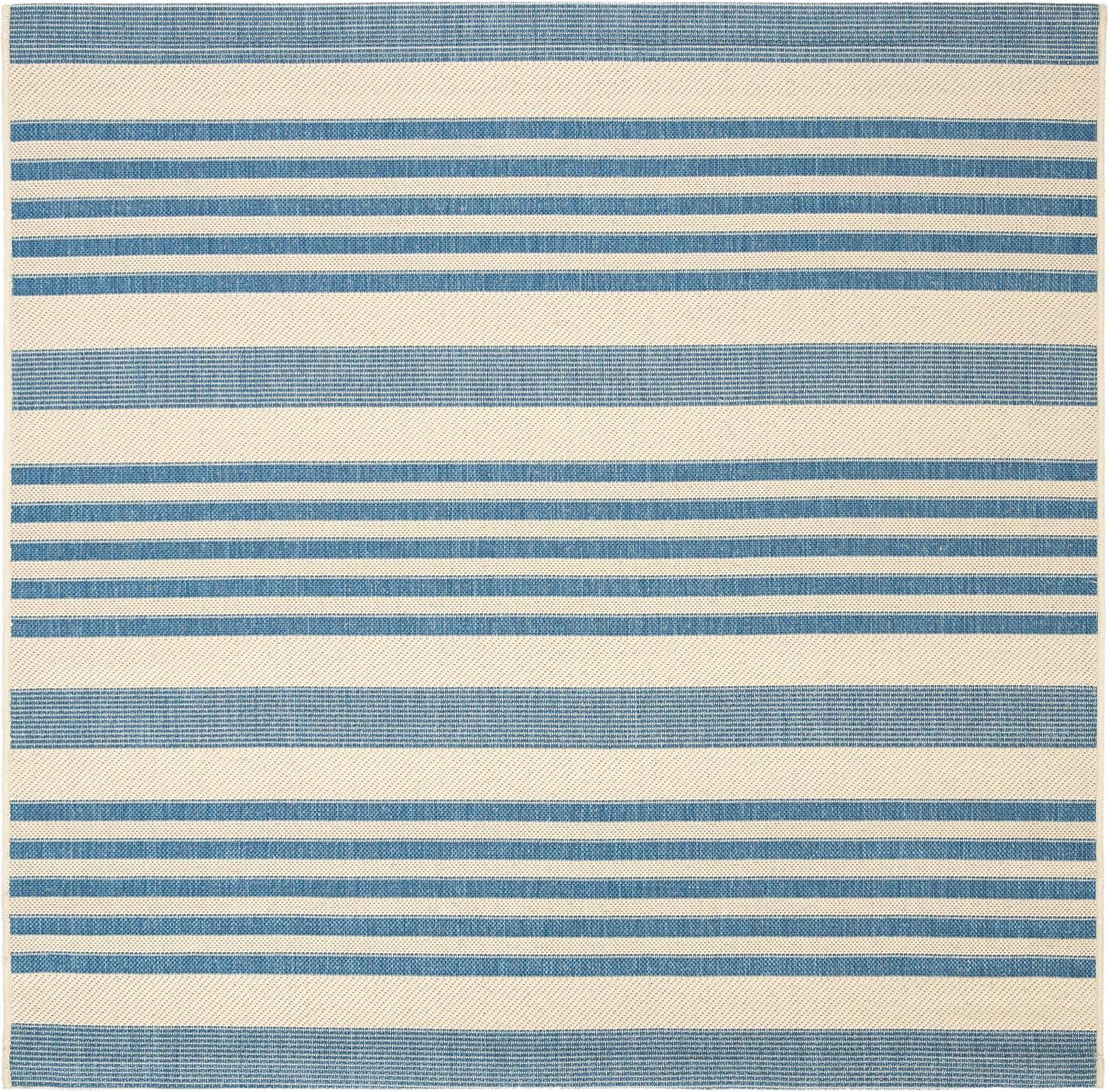 image:imageSAFAVIEH Courtyard Collection 8 x 11 BeigeSweet Pea CY6062 Stripe Indoor Outdoor Waterproof EasyCleaning Patio Backyard Mudroom AreaRugBeigeBlue