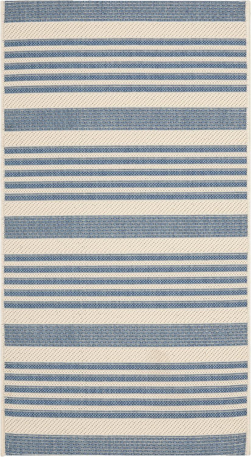 image:imageSAFAVIEH Courtyard Collection 8 x 11 BeigeSweet Pea CY6062 Stripe Indoor Outdoor Waterproof EasyCleaning Patio Backyard Mudroom AreaRugBeigeBlue