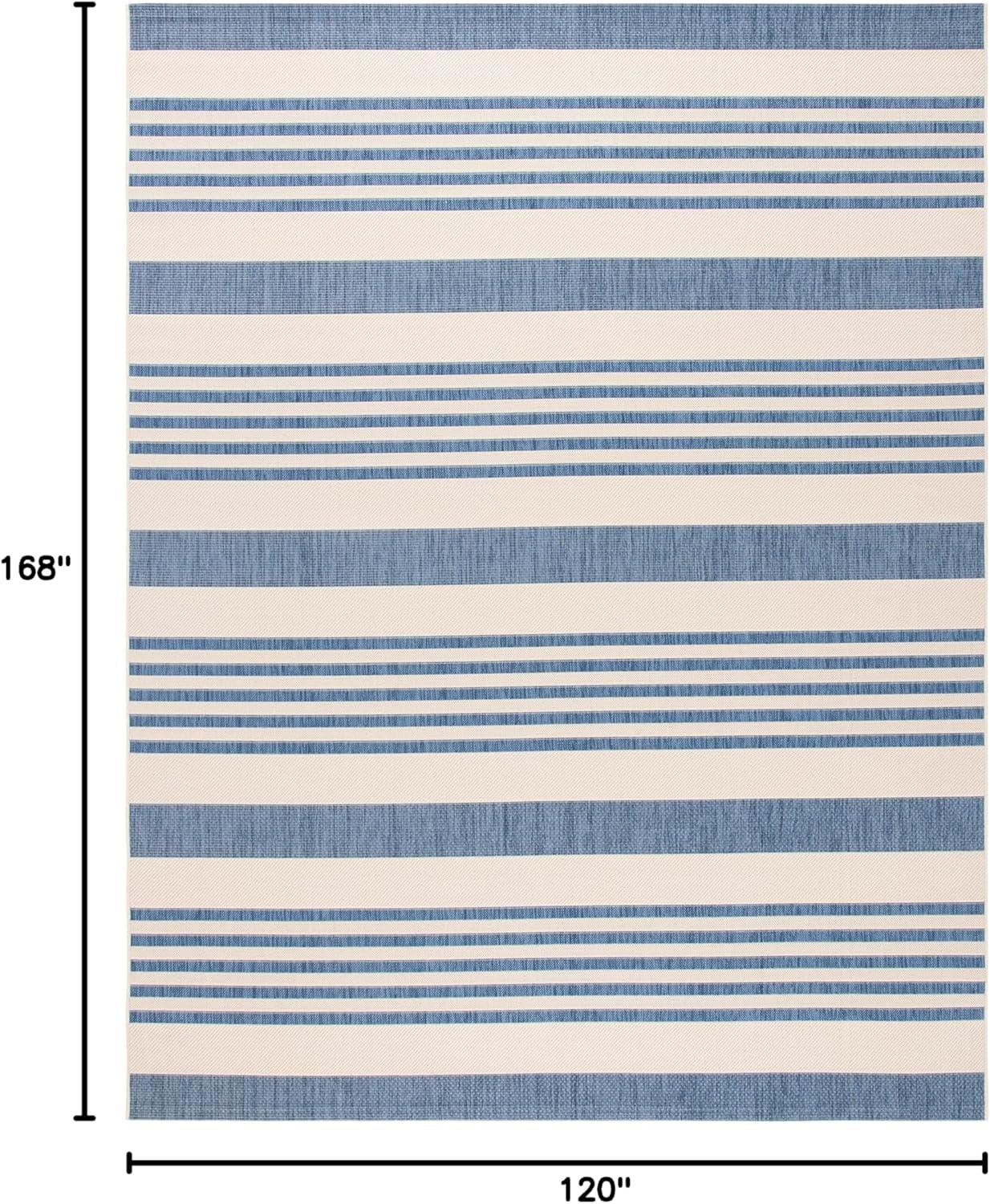 image:imageSAFAVIEH Courtyard Collection 8 x 11 BeigeSweet Pea CY6062 Stripe Indoor Outdoor Waterproof EasyCleaning Patio Backyard Mudroom AreaRugBeigeBlue