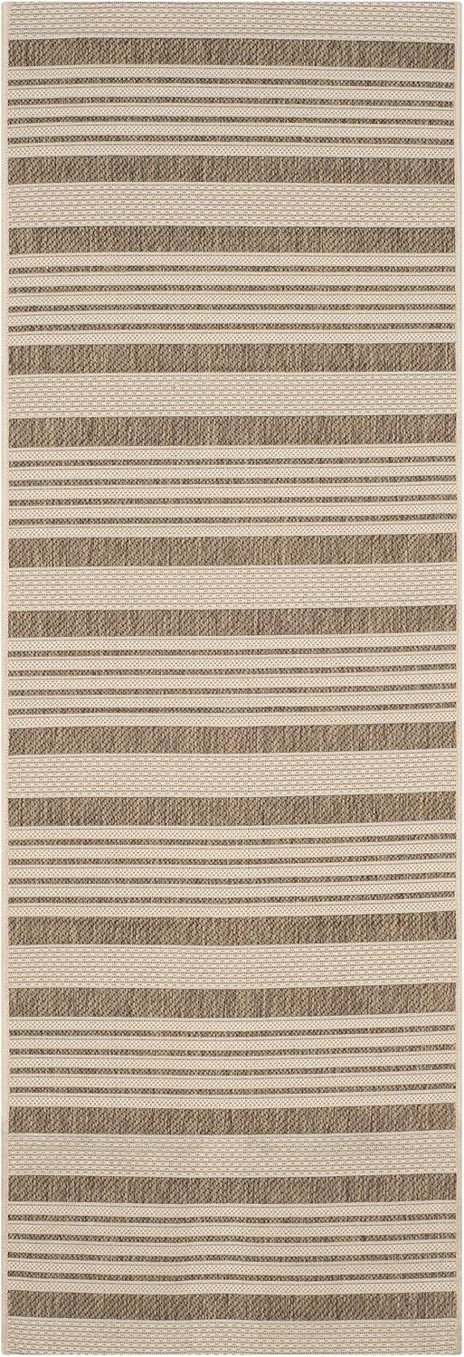 image:imageSAFAVIEH Courtyard Collection 8 x 11 BeigeSweet Pea CY6062 Stripe Indoor Outdoor Waterproof EasyCleaning Patio Backyard Mudroom AreaRugBeigeBlue