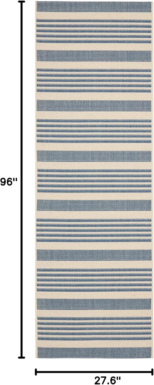 image:imageSAFAVIEH Courtyard Collection 8 x 11 BeigeSweet Pea CY6062 Stripe Indoor Outdoor Waterproof EasyCleaning Patio Backyard Mudroom AreaRugBeigeBlue