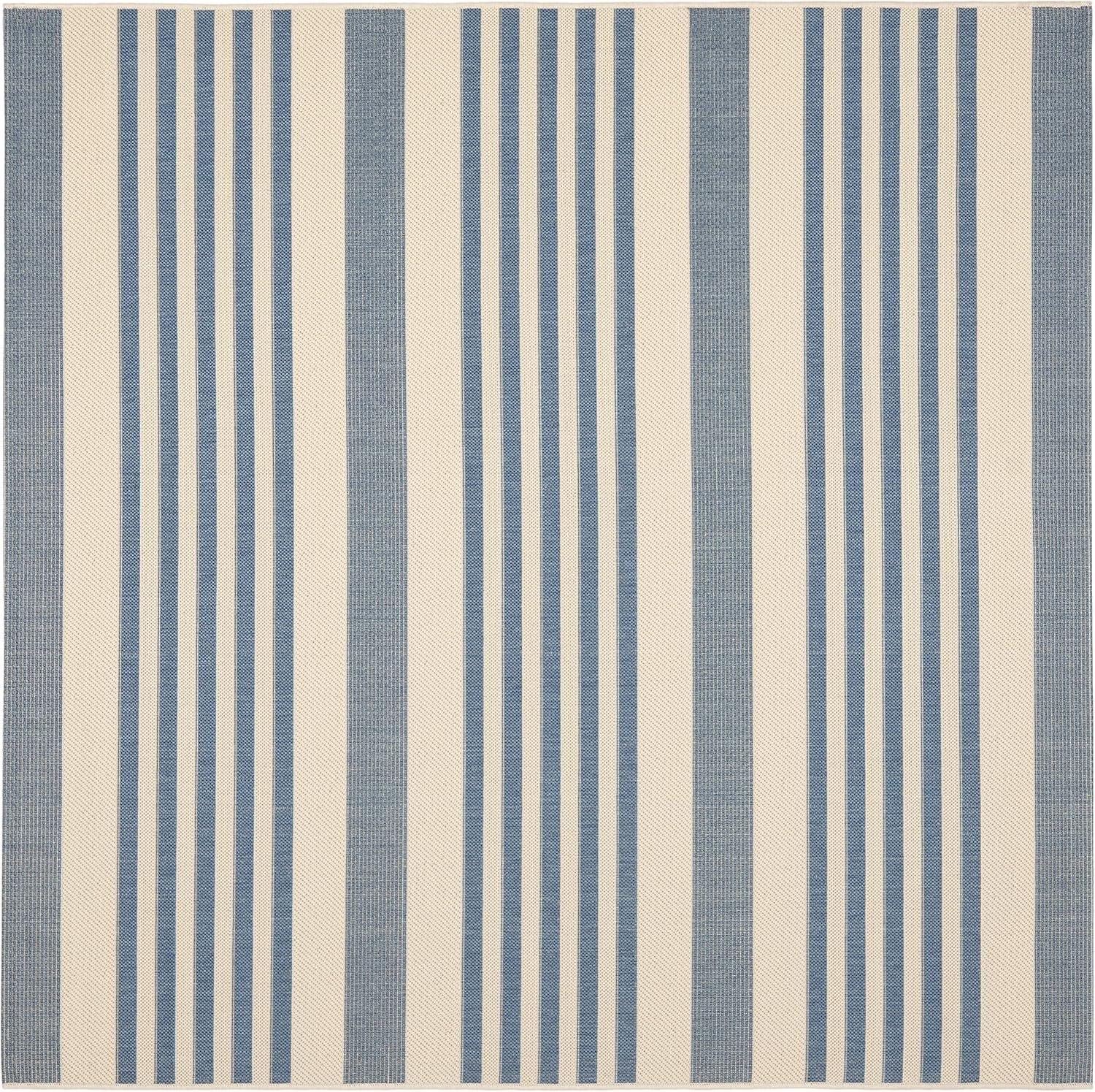 image:imageSAFAVIEH Courtyard Collection 8 x 11 BeigeSweet Pea CY6062 Stripe Indoor Outdoor Waterproof EasyCleaning Patio Backyard Mudroom AreaRugBeigeBlue