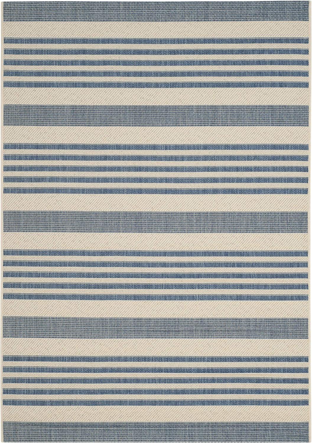 image:imageSAFAVIEH Courtyard Collection 8 x 11 BeigeSweet Pea CY6062 Stripe Indoor Outdoor Waterproof EasyCleaning Patio Backyard Mudroom AreaRugBeigeBlue