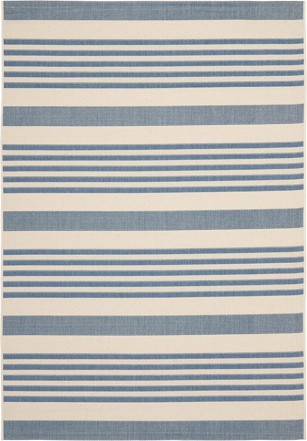 image:imageSAFAVIEH Courtyard Collection 8 x 11 BeigeSweet Pea CY6062 Stripe Indoor Outdoor Waterproof EasyCleaning Patio Backyard Mudroom AreaRugBeigeBlue