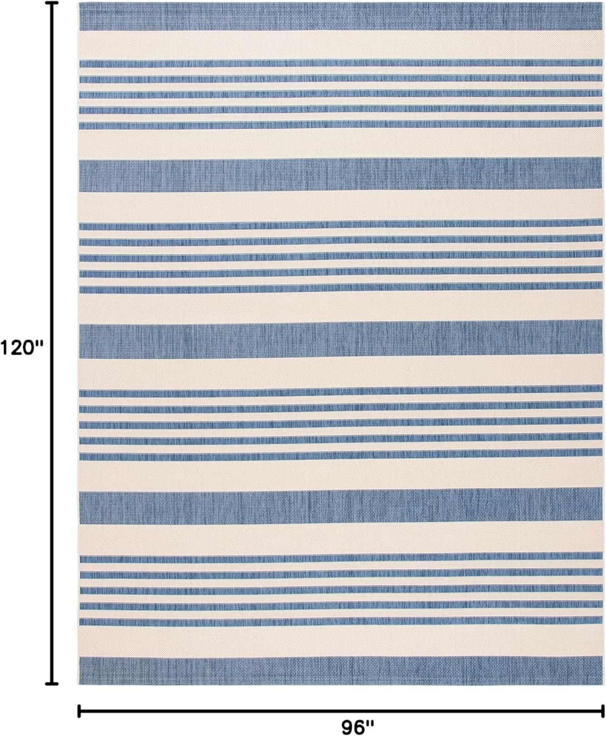 image:imageSAFAVIEH Courtyard Collection 8 x 11 BeigeSweet Pea CY6062 Stripe Indoor Outdoor Waterproof EasyCleaning Patio Backyard Mudroom AreaRugBeigeBlue