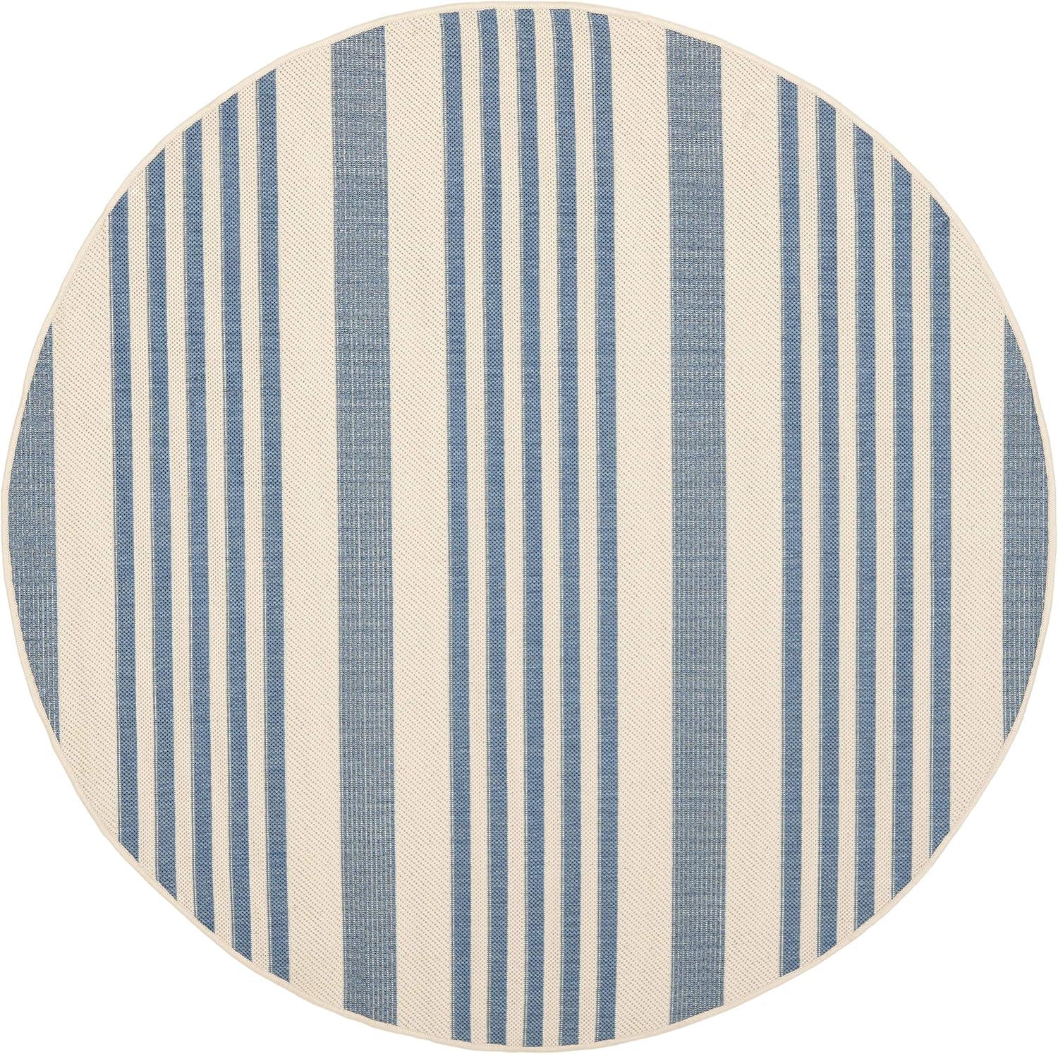 image:imageSAFAVIEH Courtyard Collection 8 x 11 BeigeSweet Pea CY6062 Stripe Indoor Outdoor Waterproof EasyCleaning Patio Backyard Mudroom AreaRugBeigeBlue