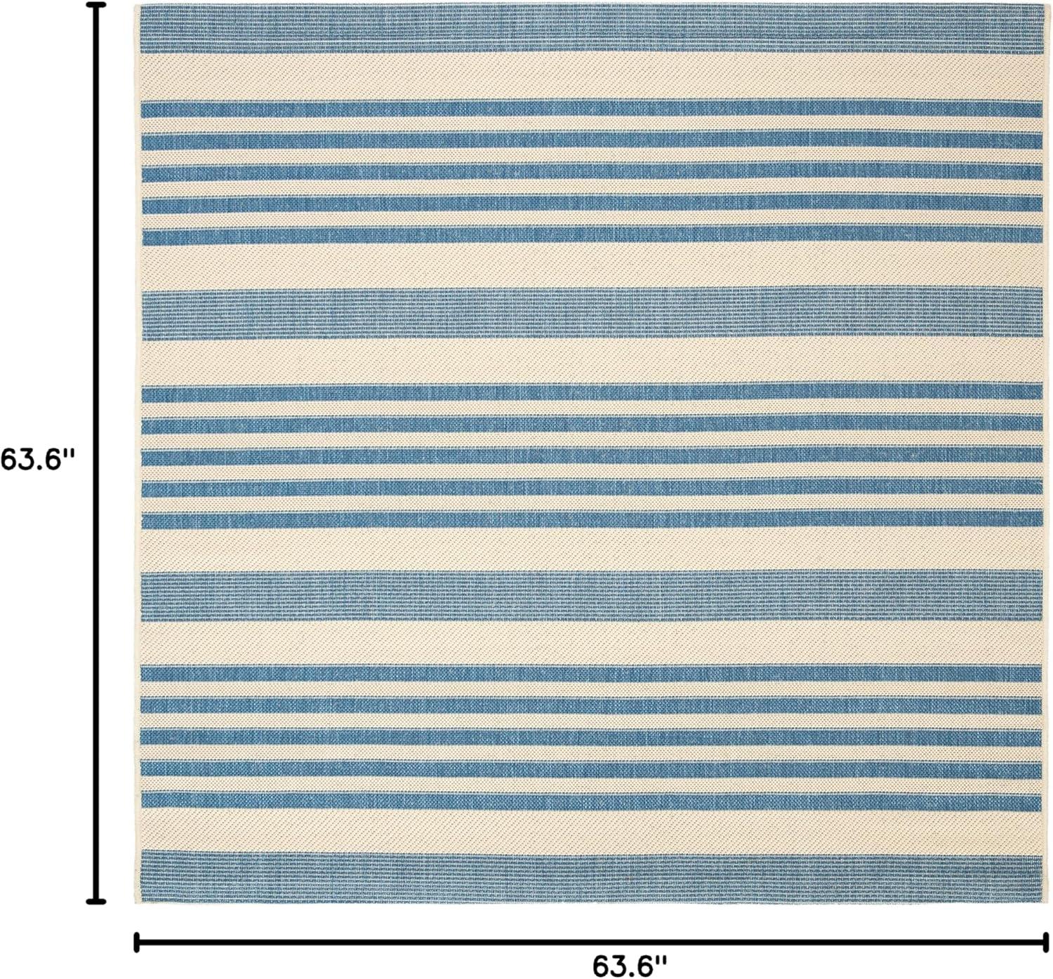 image:imageSAFAVIEH Courtyard Collection 8 x 11 BeigeSweet Pea CY6062 Stripe Indoor Outdoor Waterproof EasyCleaning Patio Backyard Mudroom AreaRugBeigeBlue
