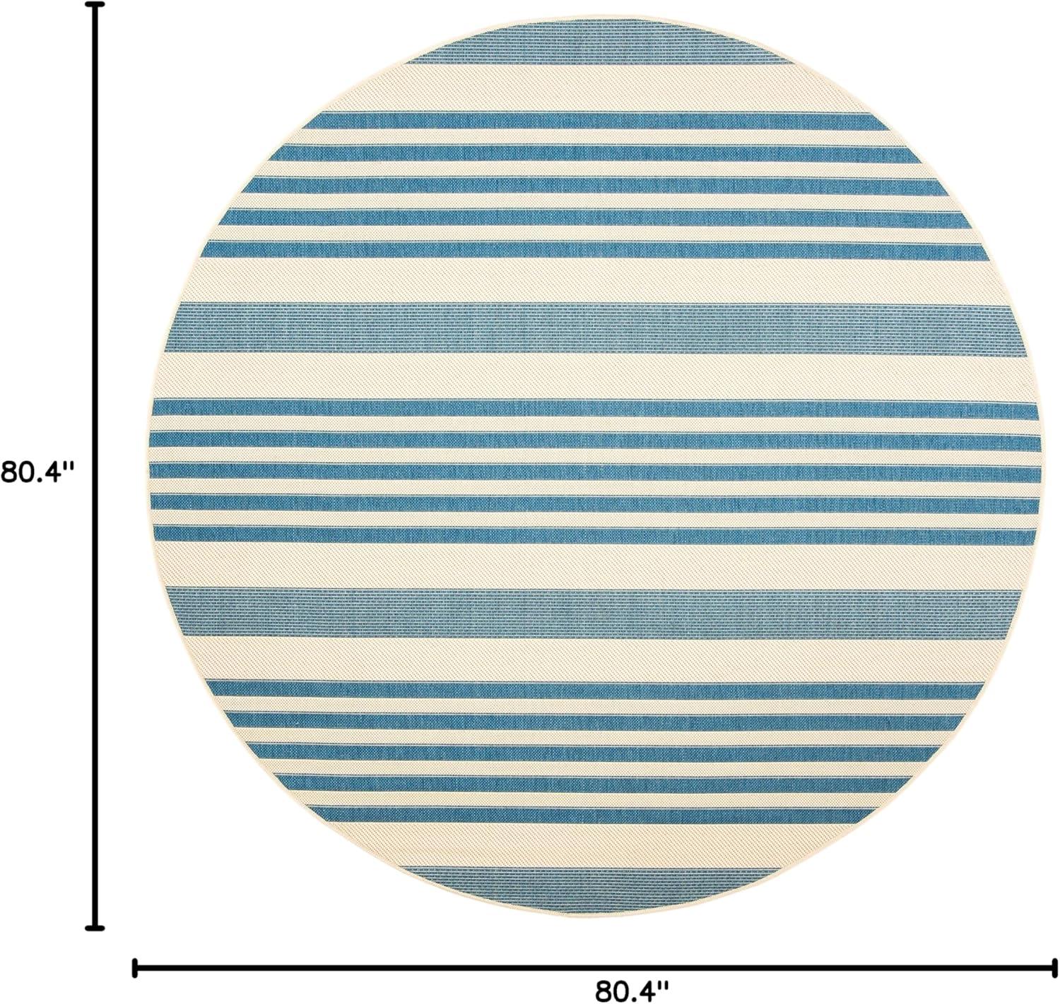 image:imageSAFAVIEH Courtyard Collection 8 x 11 BeigeSweet Pea CY6062 Stripe Indoor Outdoor Waterproof EasyCleaning Patio Backyard Mudroom AreaRugBeigeBlue