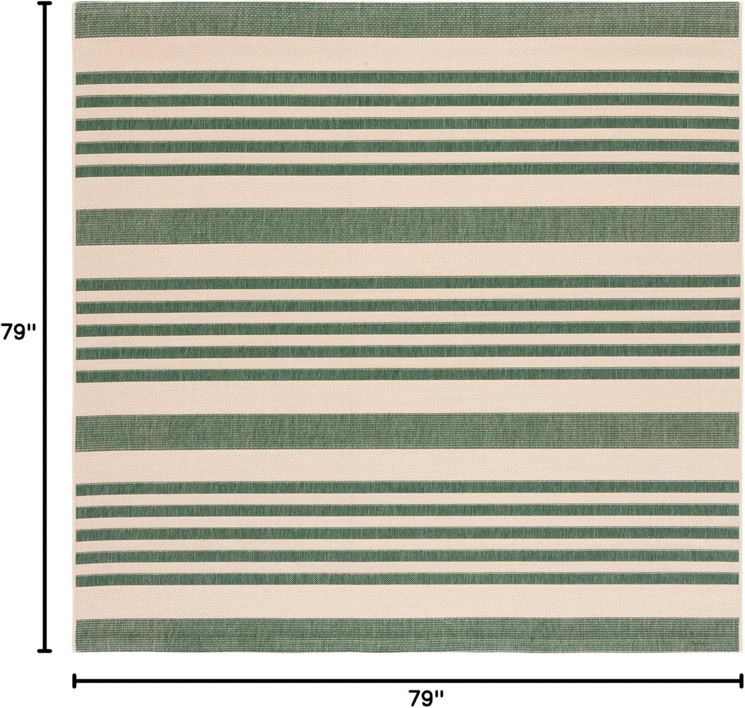 image:imageSAFAVIEH Courtyard Collection 8 x 11 BeigeSweet Pea CY6062 Stripe Indoor Outdoor Waterproof EasyCleaning Patio Backyard Mudroom AreaRugBeigeDark Green