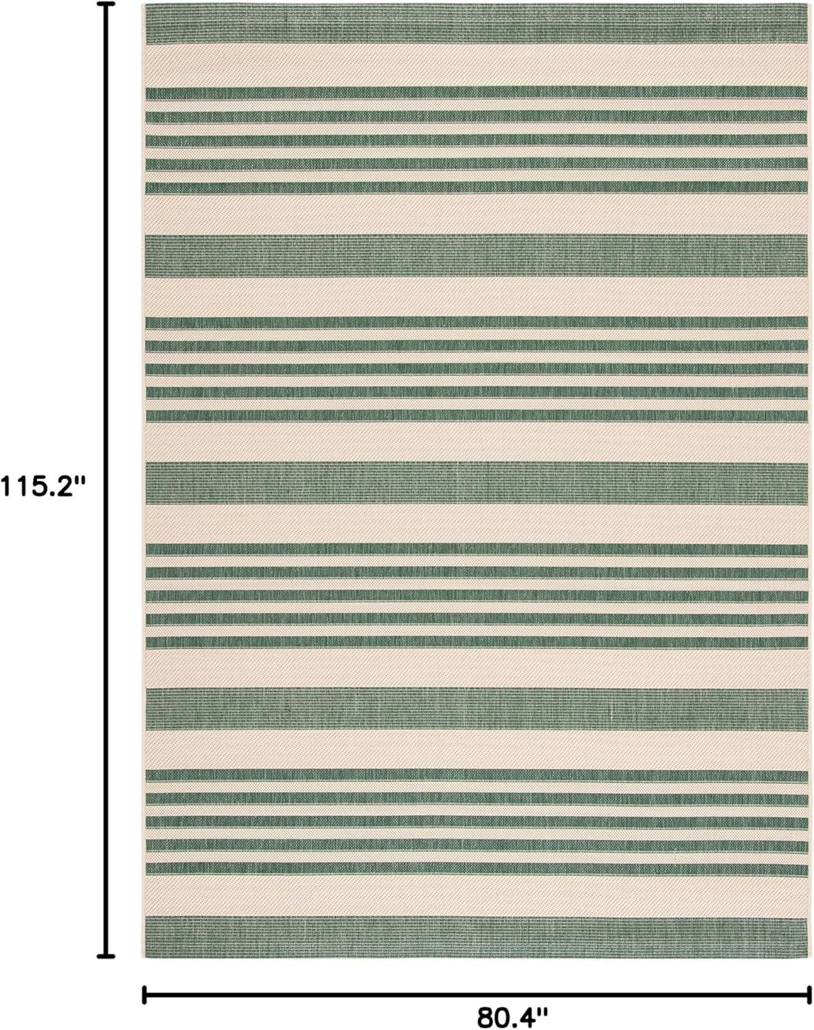image:imageSAFAVIEH Courtyard Collection 8 x 11 BeigeSweet Pea CY6062 Stripe Indoor Outdoor Waterproof EasyCleaning Patio Backyard Mudroom AreaRugBeigeDark Green