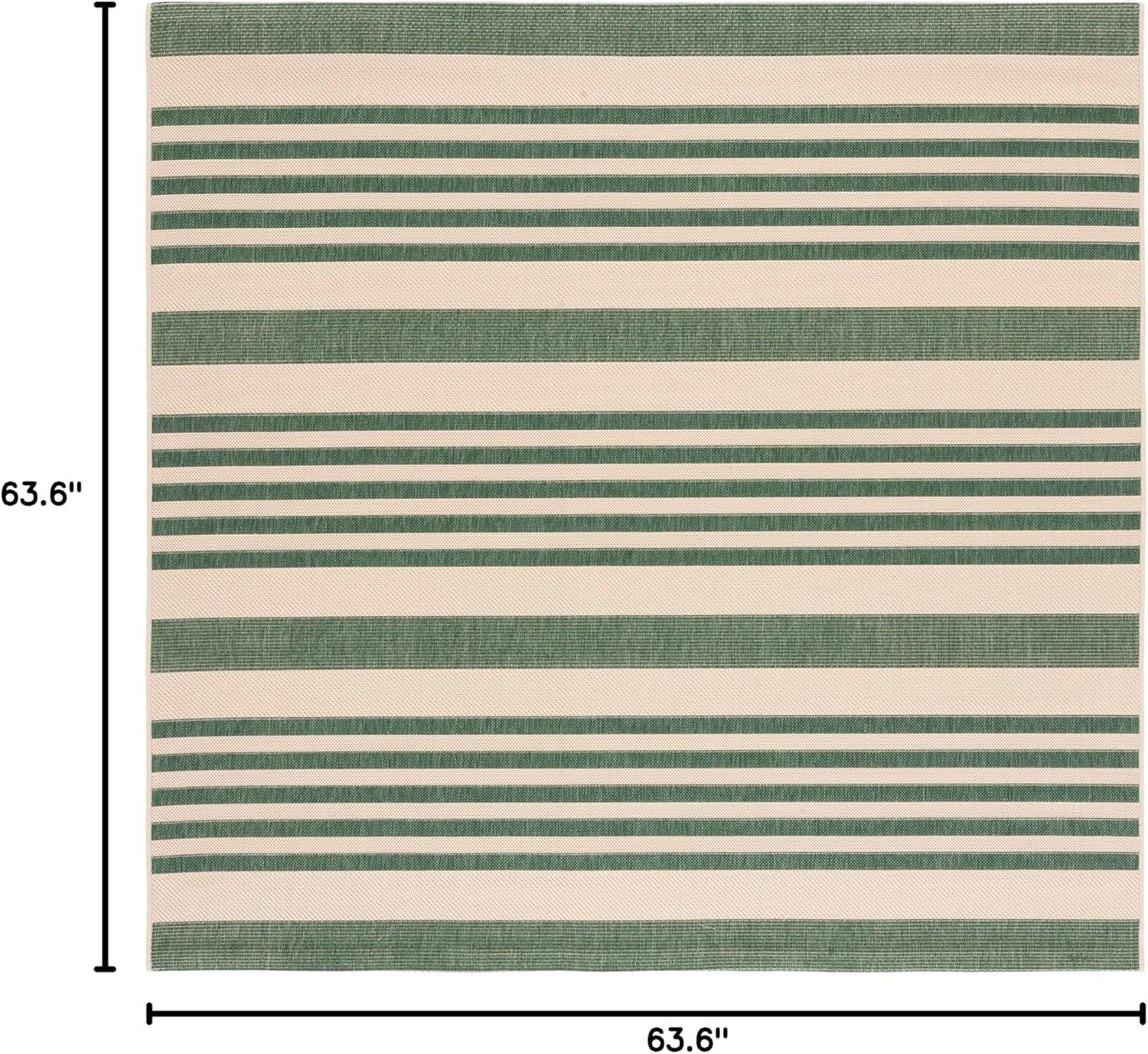 image:imageSAFAVIEH Courtyard Collection 8 x 11 BeigeSweet Pea CY6062 Stripe Indoor Outdoor Waterproof EasyCleaning Patio Backyard Mudroom AreaRugBeigeDark Green