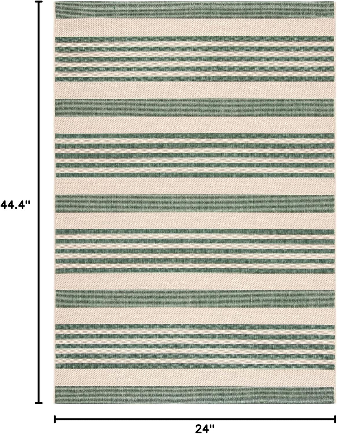 image:imageSAFAVIEH Courtyard Collection 8 x 11 BeigeSweet Pea CY6062 Stripe Indoor Outdoor Waterproof EasyCleaning Patio Backyard Mudroom AreaRugBeigeDark Green