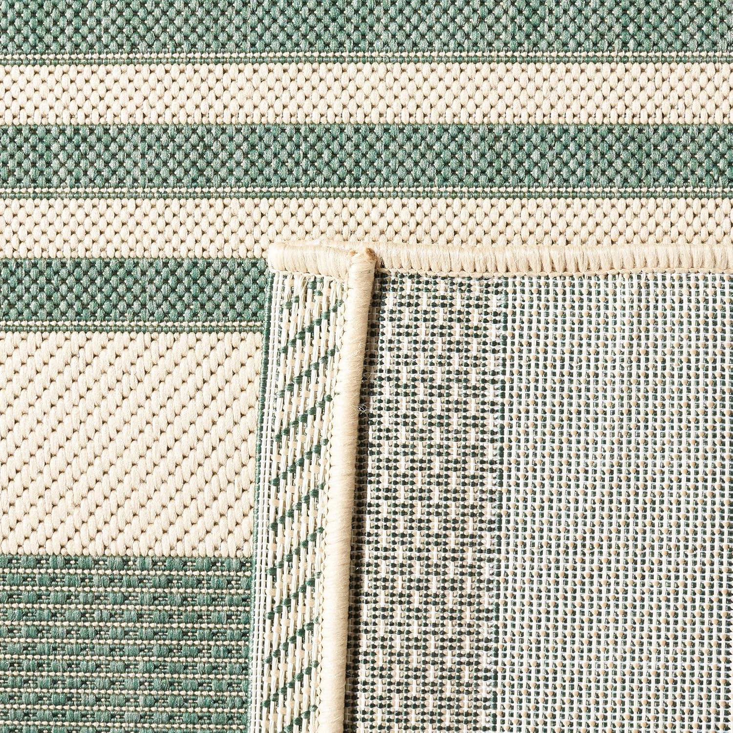 image:imageSAFAVIEH Courtyard Collection 8 x 11 BeigeSweet Pea CY6062 Stripe Indoor Outdoor Waterproof EasyCleaning Patio Backyard Mudroom AreaRugBeigeDark Green