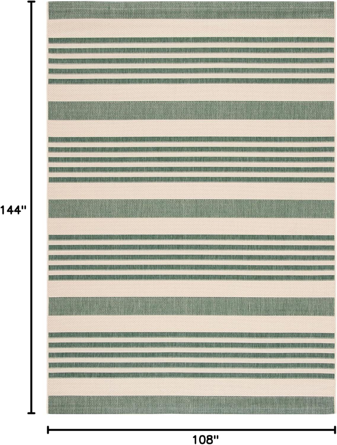 image:imageSAFAVIEH Courtyard Collection 8 x 11 BeigeSweet Pea CY6062 Stripe Indoor Outdoor Waterproof EasyCleaning Patio Backyard Mudroom AreaRugBeigeDark Green