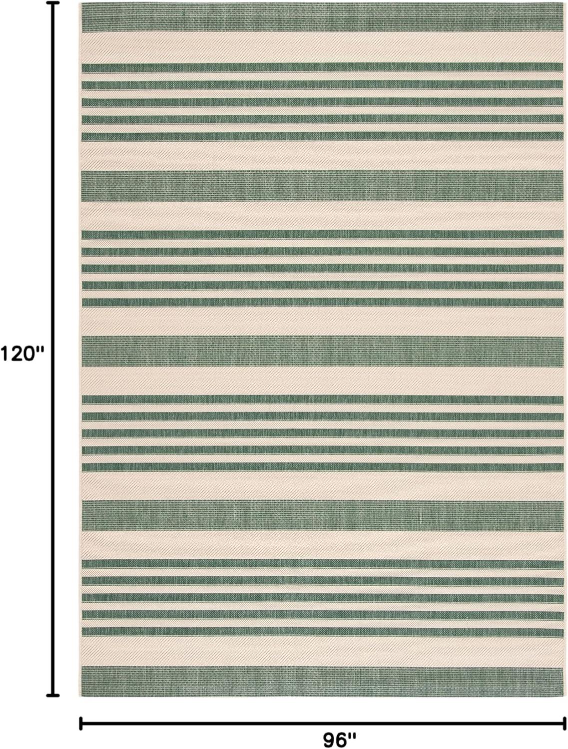 image:imageSAFAVIEH Courtyard Collection 8 x 11 BeigeSweet Pea CY6062 Stripe Indoor Outdoor Waterproof EasyCleaning Patio Backyard Mudroom AreaRugBeigeDark Green