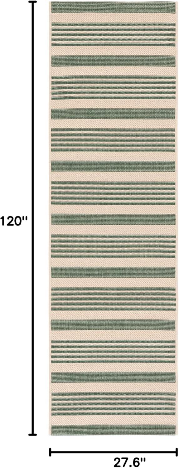 image:imageSAFAVIEH Courtyard Collection 8 x 11 BeigeSweet Pea CY6062 Stripe Indoor Outdoor Waterproof EasyCleaning Patio Backyard Mudroom AreaRugBeigeDark Green