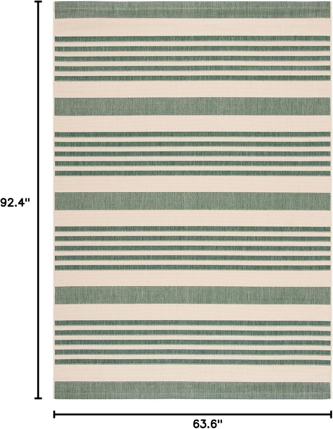 image:imageSAFAVIEH Courtyard Collection 8 x 11 BeigeSweet Pea CY6062 Stripe Indoor Outdoor Waterproof EasyCleaning Patio Backyard Mudroom AreaRugBeigeDark Green
