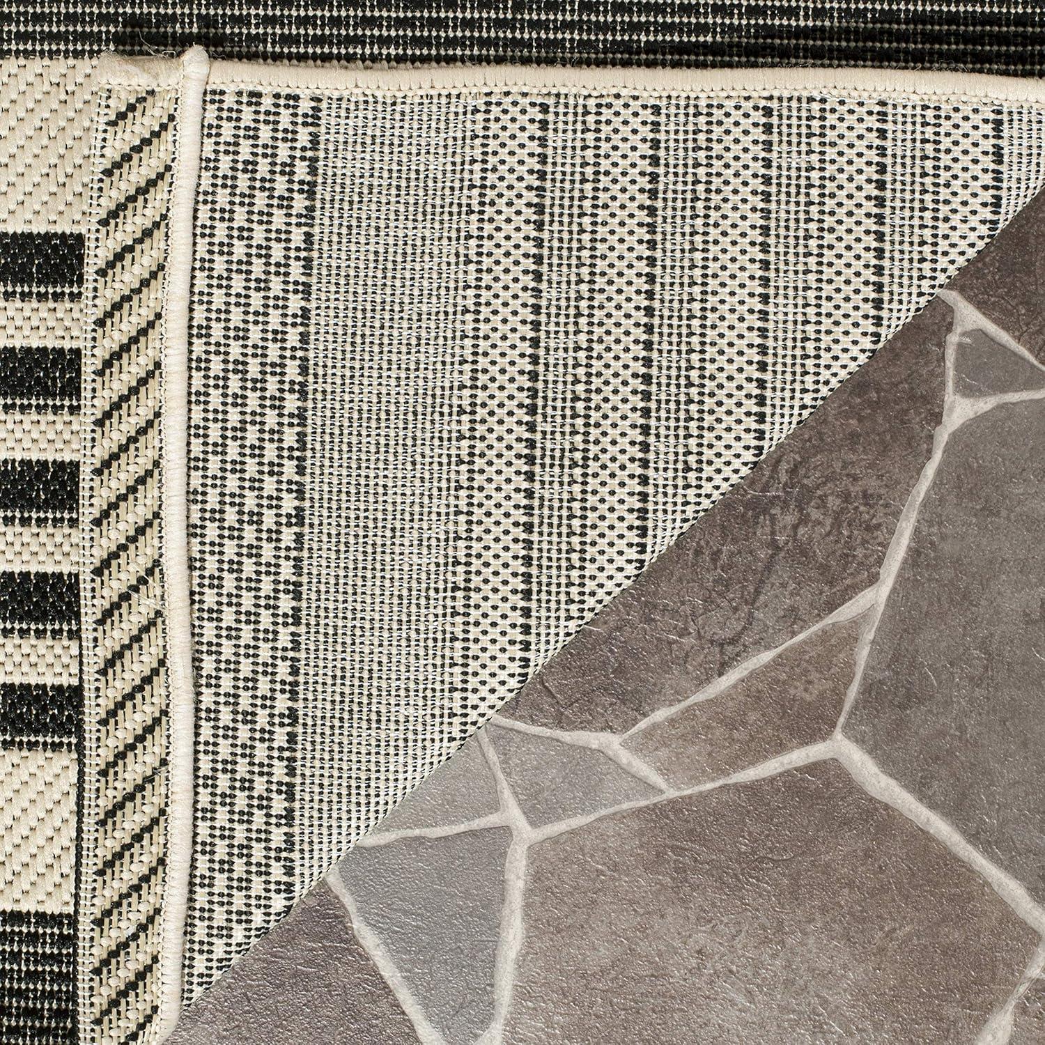 image:imageSAFAVIEH Courtyard Collection 8 x 11 BeigeSweet Pea CY6062 Stripe Indoor Outdoor Waterproof EasyCleaning Patio Backyard Mudroom AreaRugBlackBone