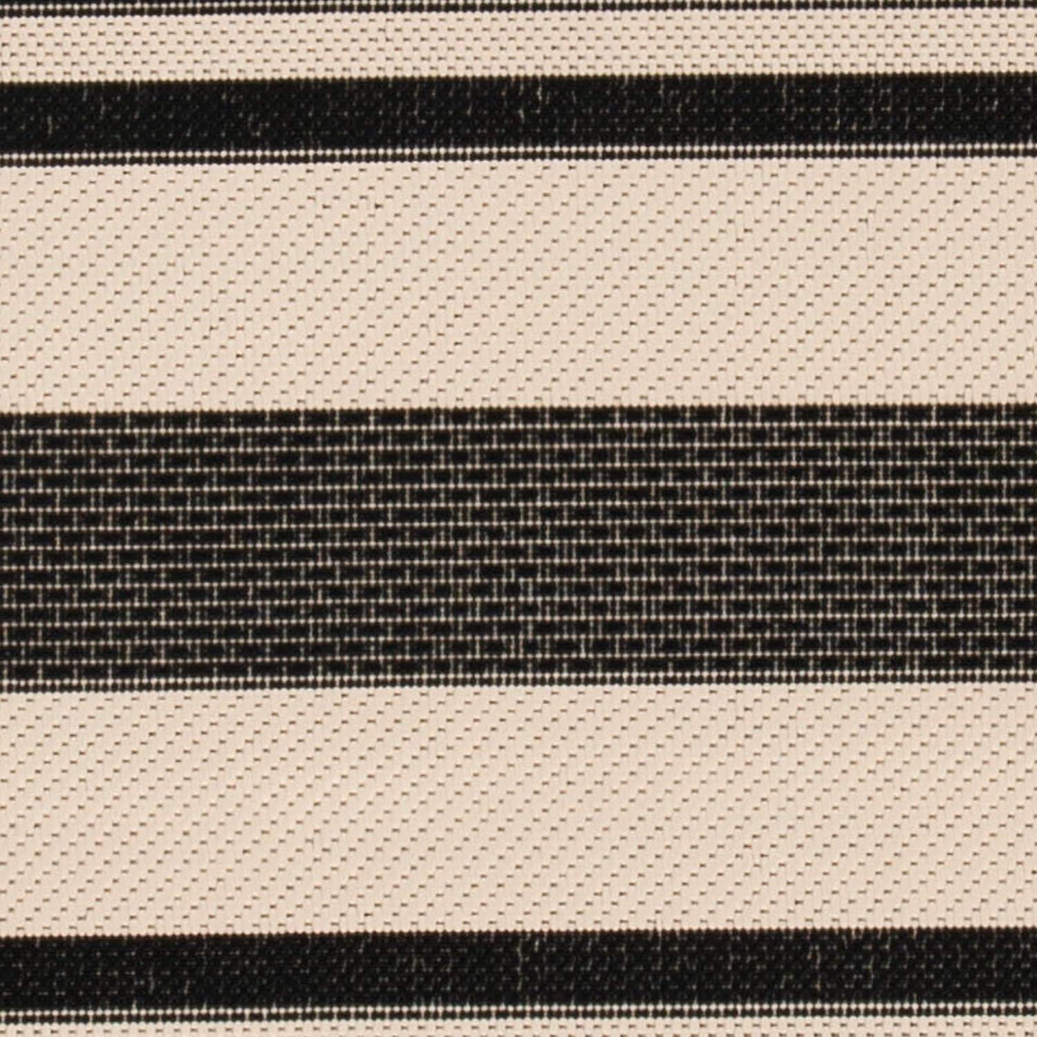 image:imageSAFAVIEH Courtyard Collection 8 x 11 BeigeSweet Pea CY6062 Stripe Indoor Outdoor Waterproof EasyCleaning Patio Backyard Mudroom AreaRugBlackBone