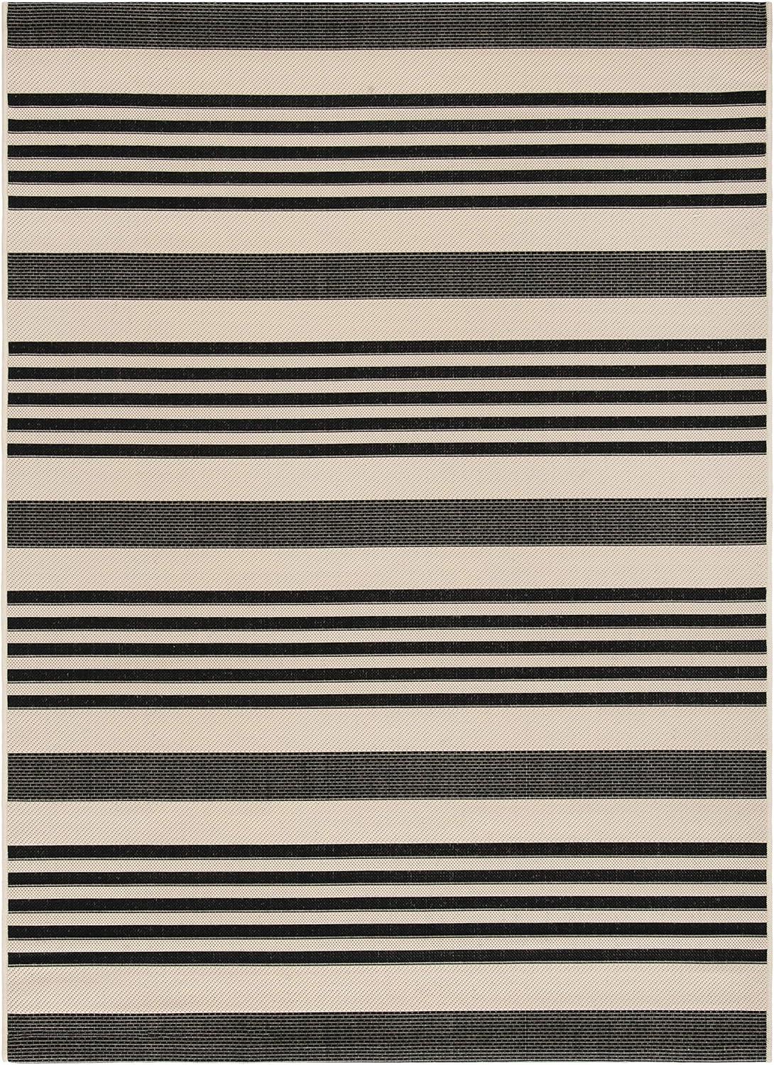 image:imageSAFAVIEH Courtyard Collection 8 x 11 BeigeSweet Pea CY6062 Stripe Indoor Outdoor Waterproof EasyCleaning Patio Backyard Mudroom AreaRugBlackBone