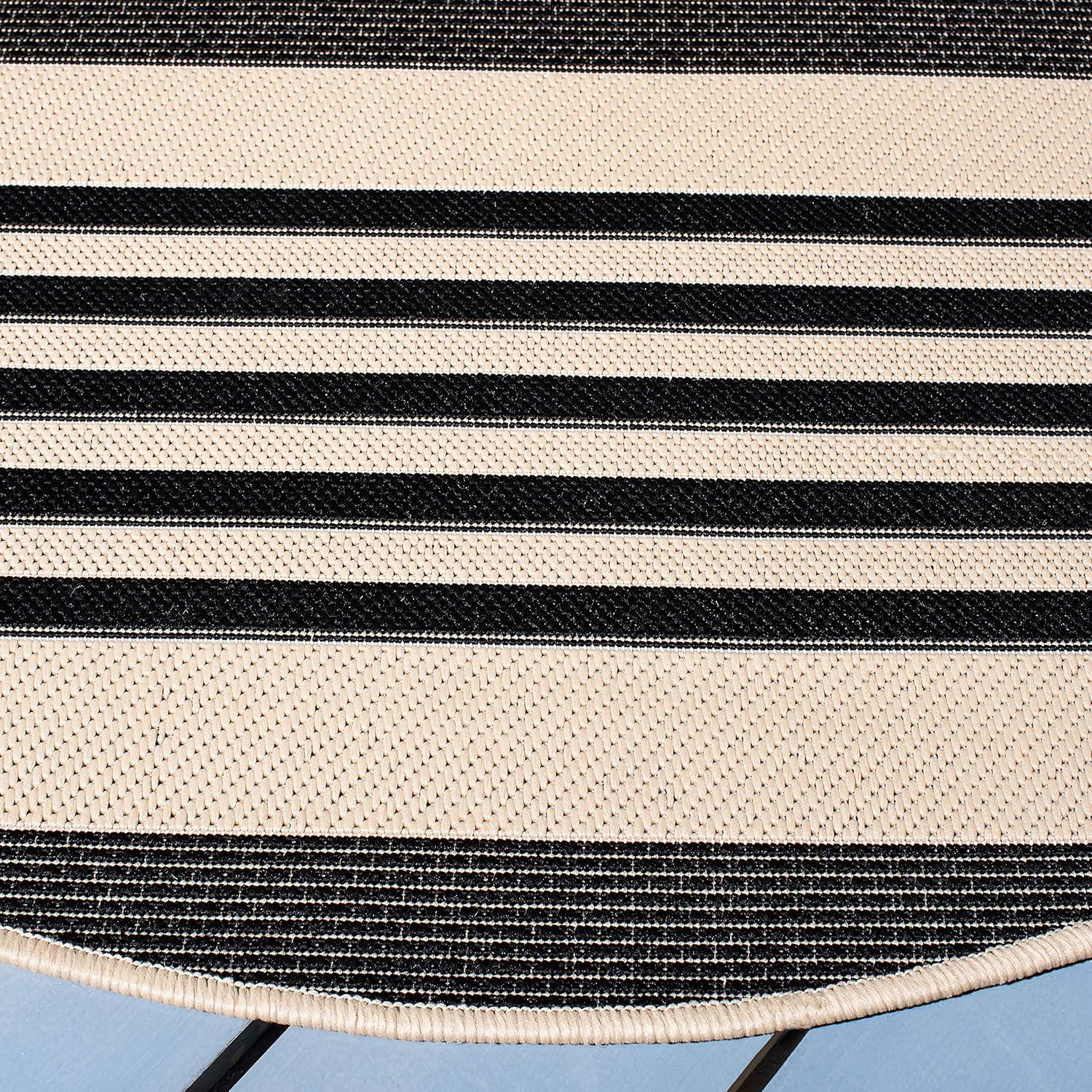image:imageSAFAVIEH Courtyard Collection 8 x 11 BeigeSweet Pea CY6062 Stripe Indoor Outdoor Waterproof EasyCleaning Patio Backyard Mudroom AreaRugBlackBone