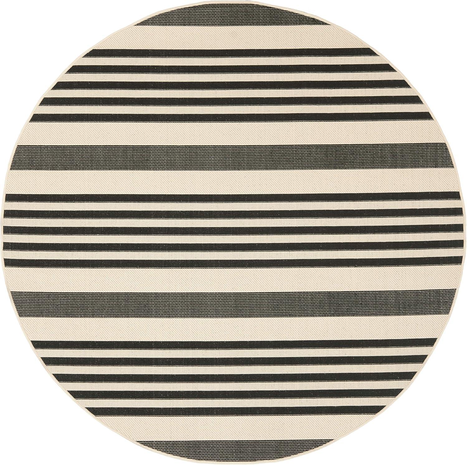 image:imageSAFAVIEH Courtyard Collection 8 x 11 BeigeSweet Pea CY6062 Stripe Indoor Outdoor Waterproof EasyCleaning Patio Backyard Mudroom AreaRugBlackBone
