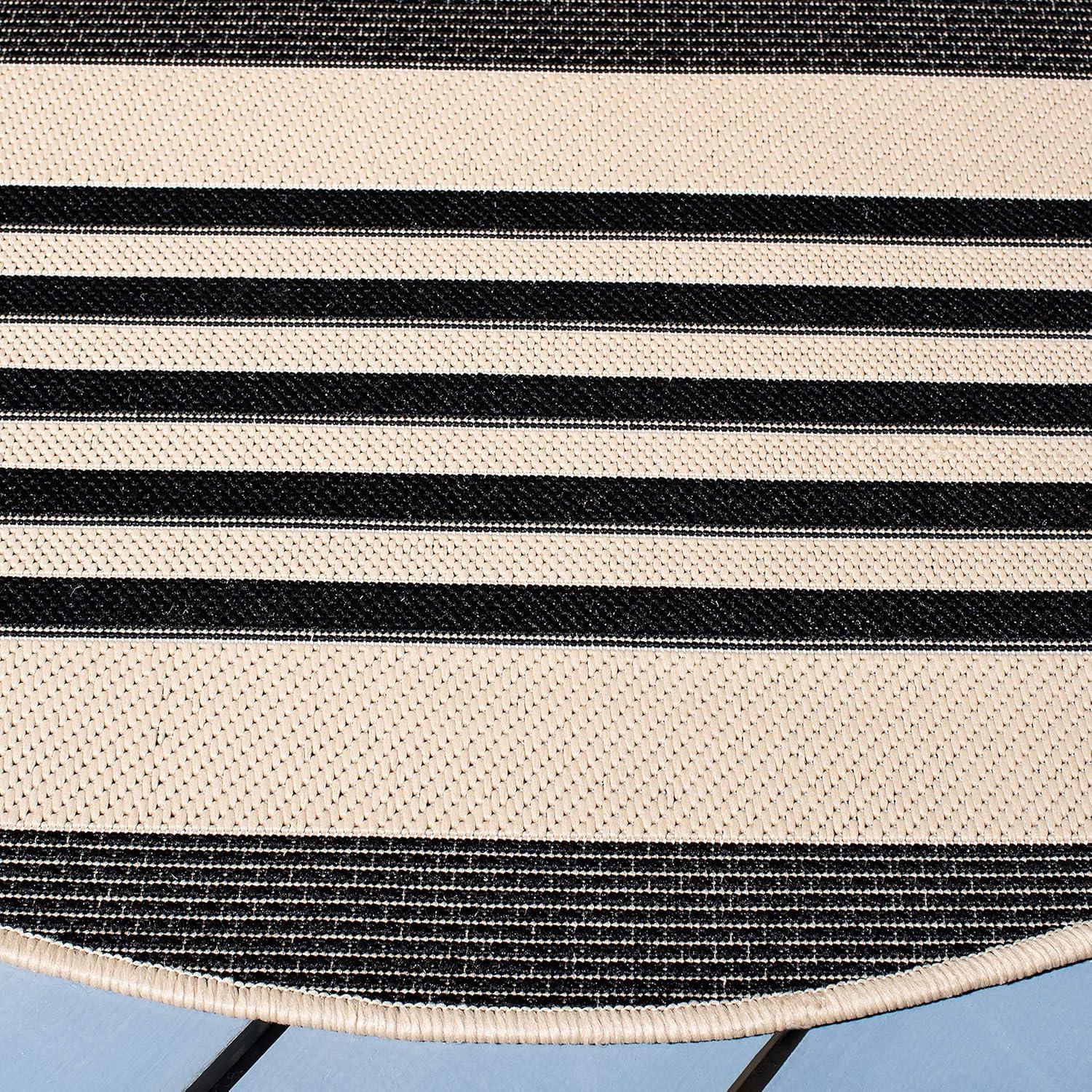 image:imageSAFAVIEH Courtyard Collection 8 x 11 BeigeSweet Pea CY6062 Stripe Indoor Outdoor Waterproof EasyCleaning Patio Backyard Mudroom AreaRugBlackBone