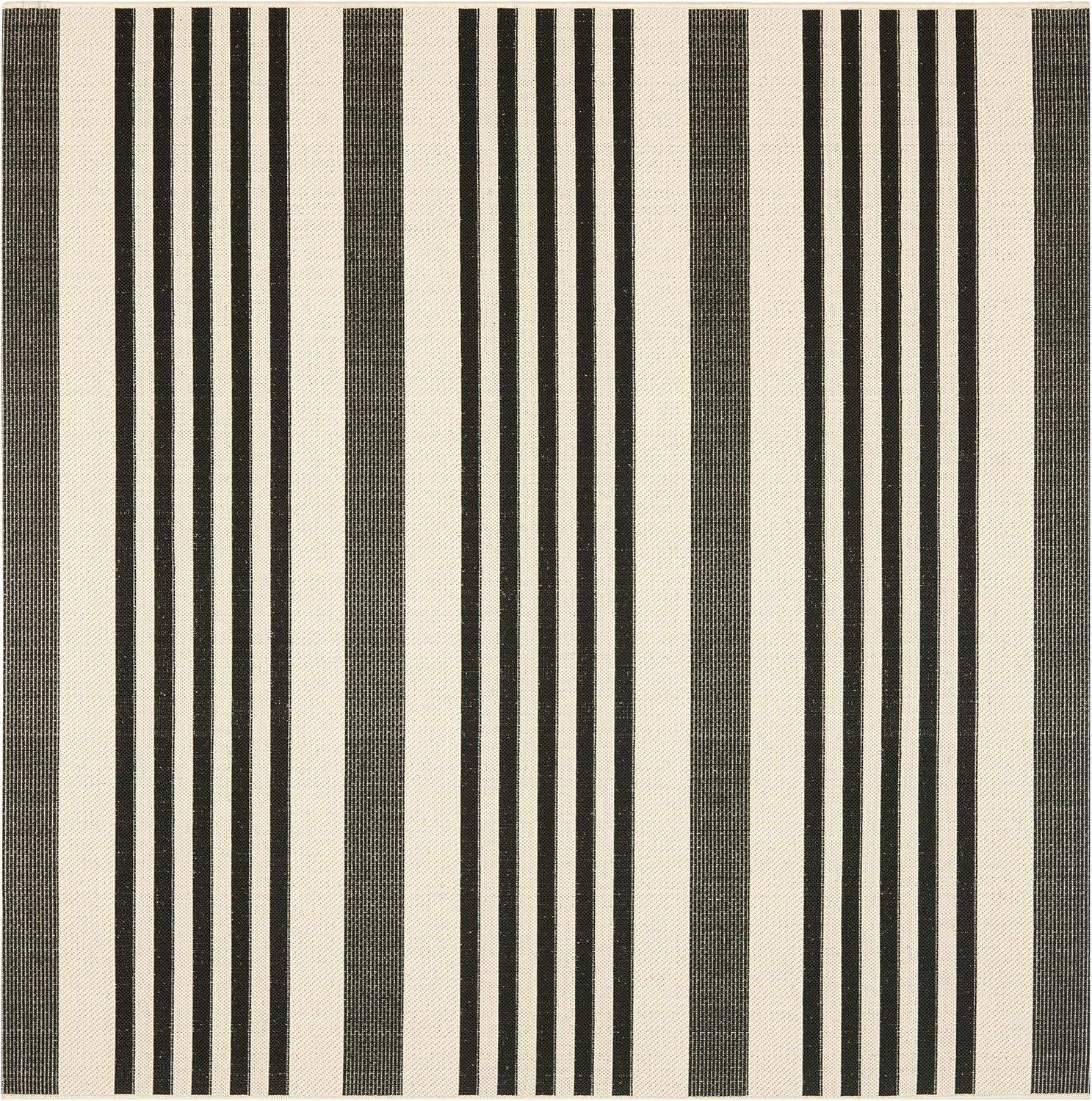 image:imageSAFAVIEH Courtyard Collection 8 x 11 BeigeSweet Pea CY6062 Stripe Indoor Outdoor Waterproof EasyCleaning Patio Backyard Mudroom AreaRugBlackBone
