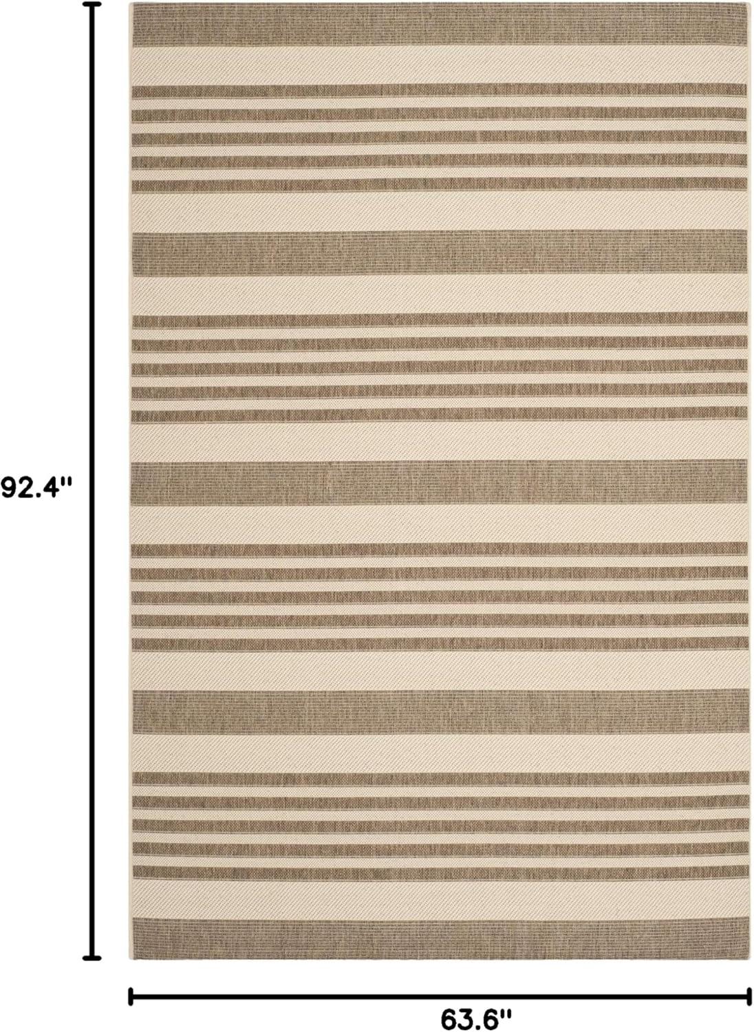 image:imageSAFAVIEH Courtyard Collection 8 x 11 BeigeSweet Pea CY6062 Stripe Indoor Outdoor Waterproof EasyCleaning Patio Backyard Mudroom AreaRugBrownBone